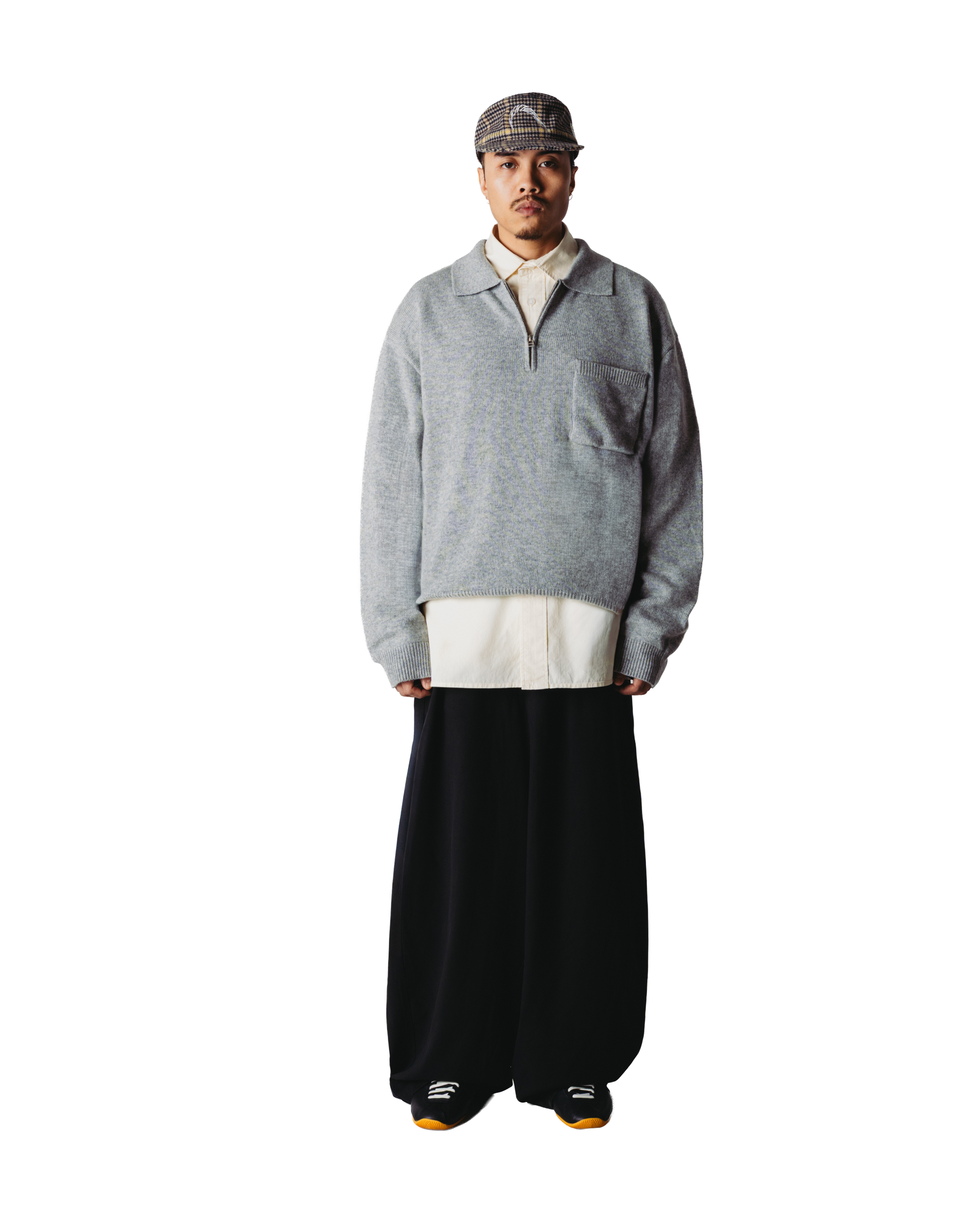 Woodbird WBKang 1/2 Zip Polo Knits Grey