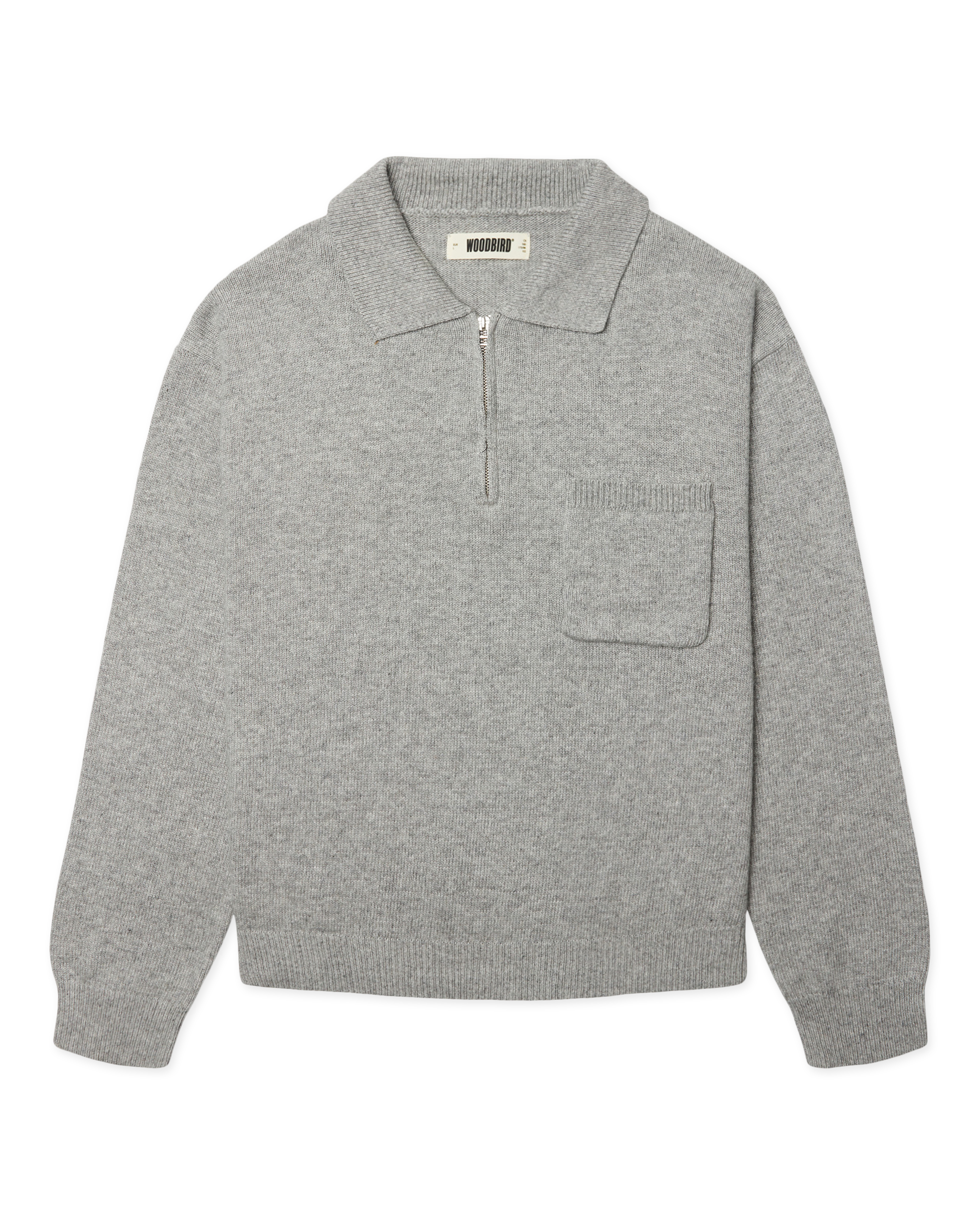 Woodbird WBKang 1/2 Zip Polo Knits Grey