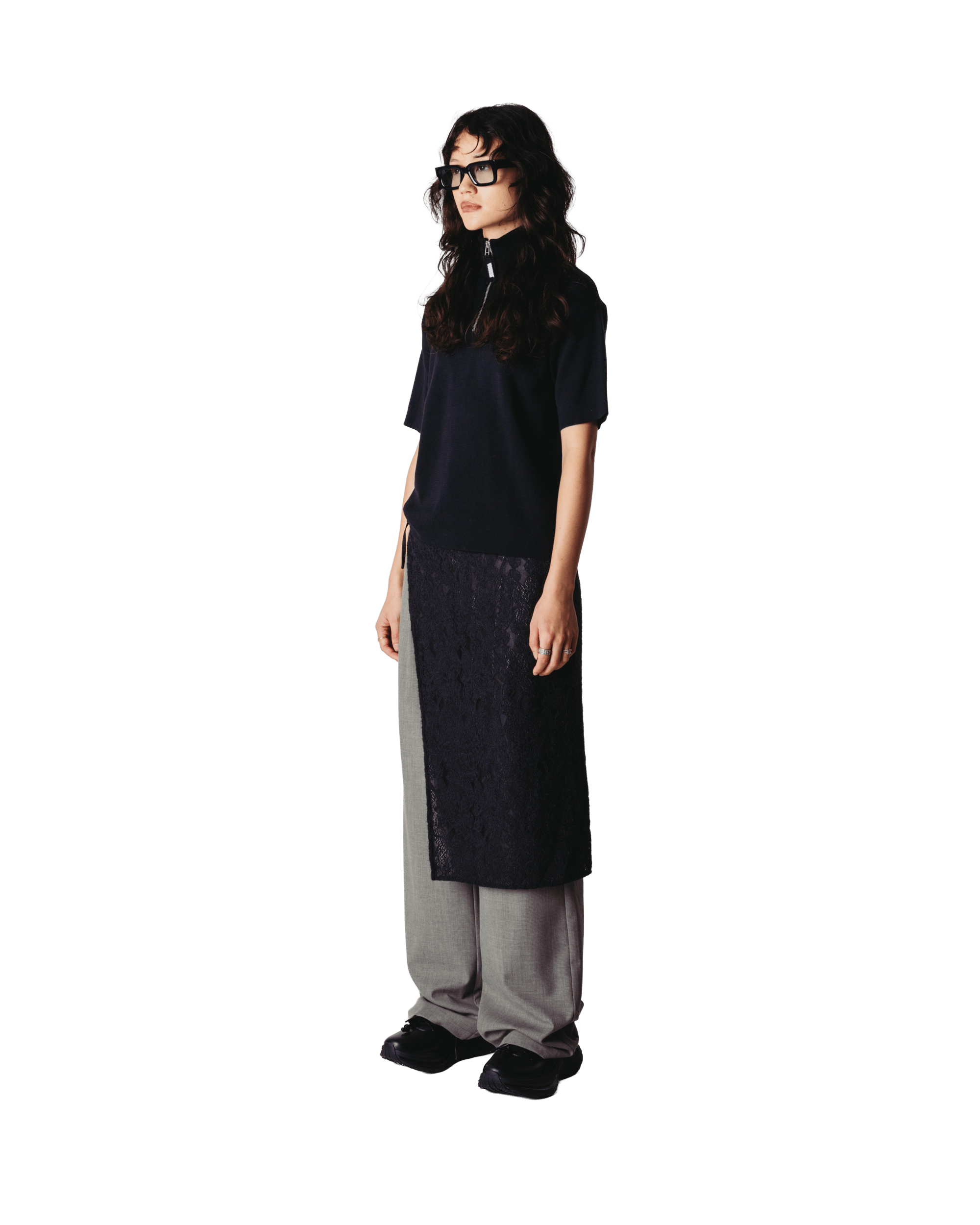 Woodbird Female WBKimchi SS 1/2 Zip Knits Black