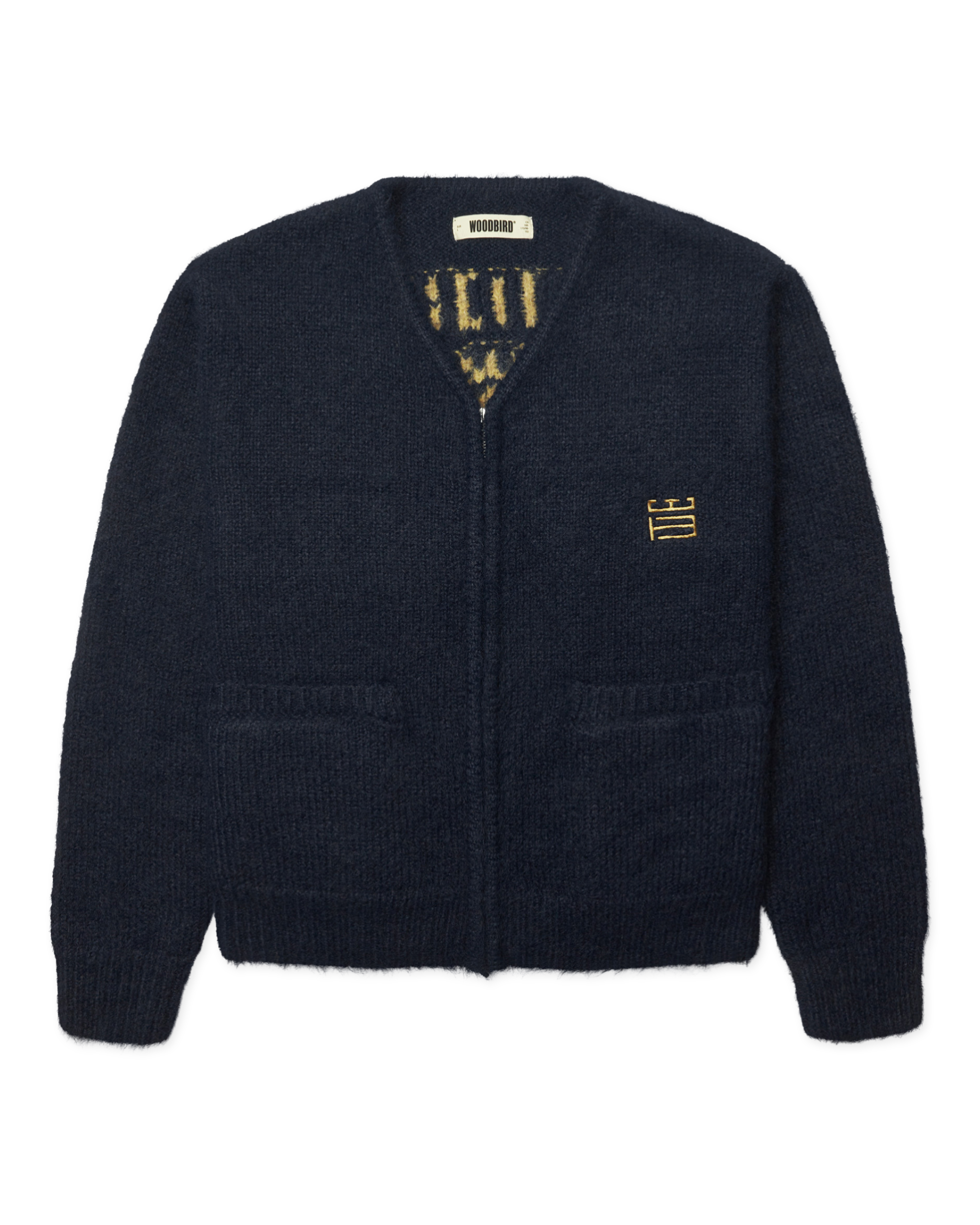 Woodbird WBKoon Zip Tiger Cardigan Knits Navy