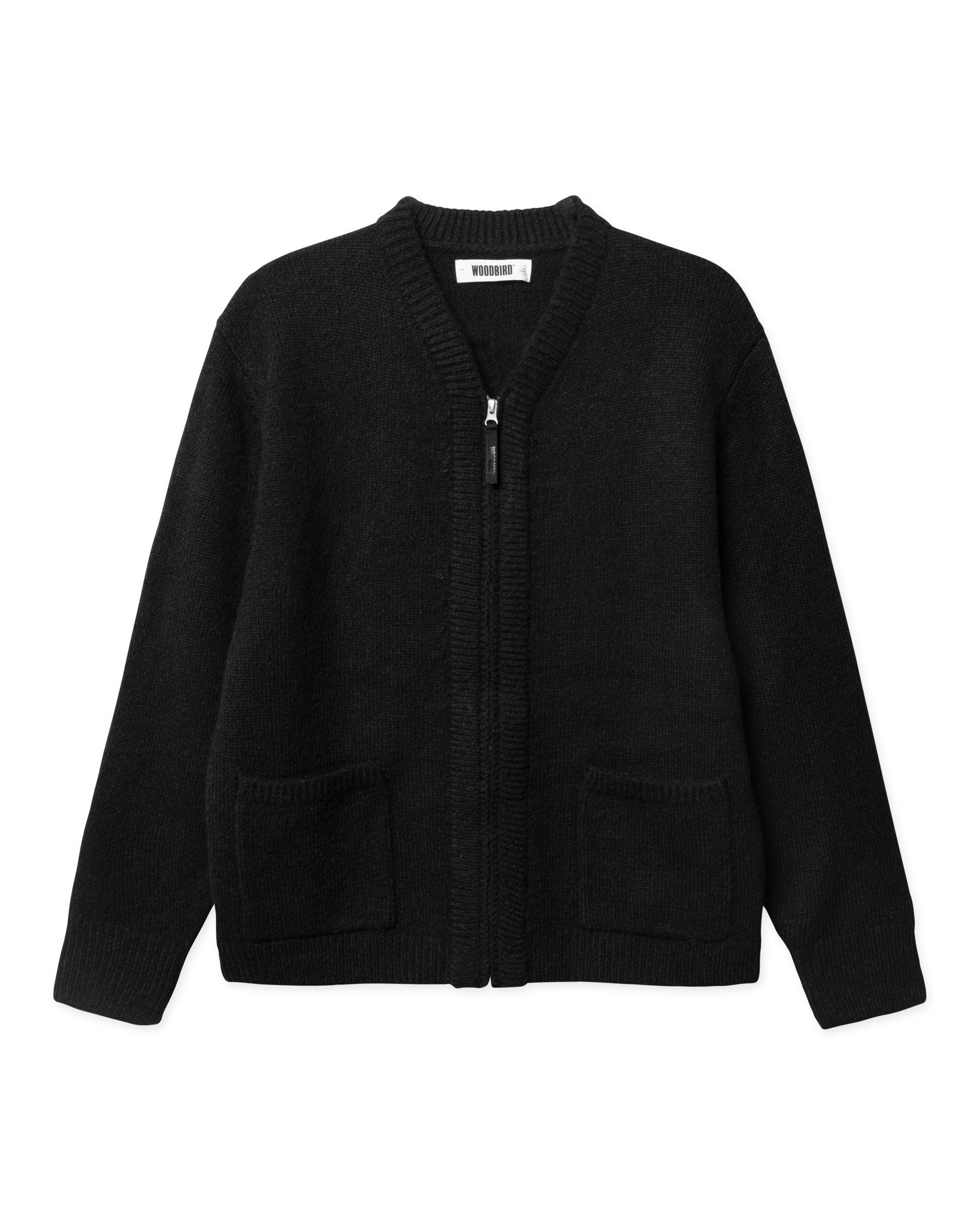 Woodbird WBKoon Zip Whole Cardigan Knits Black