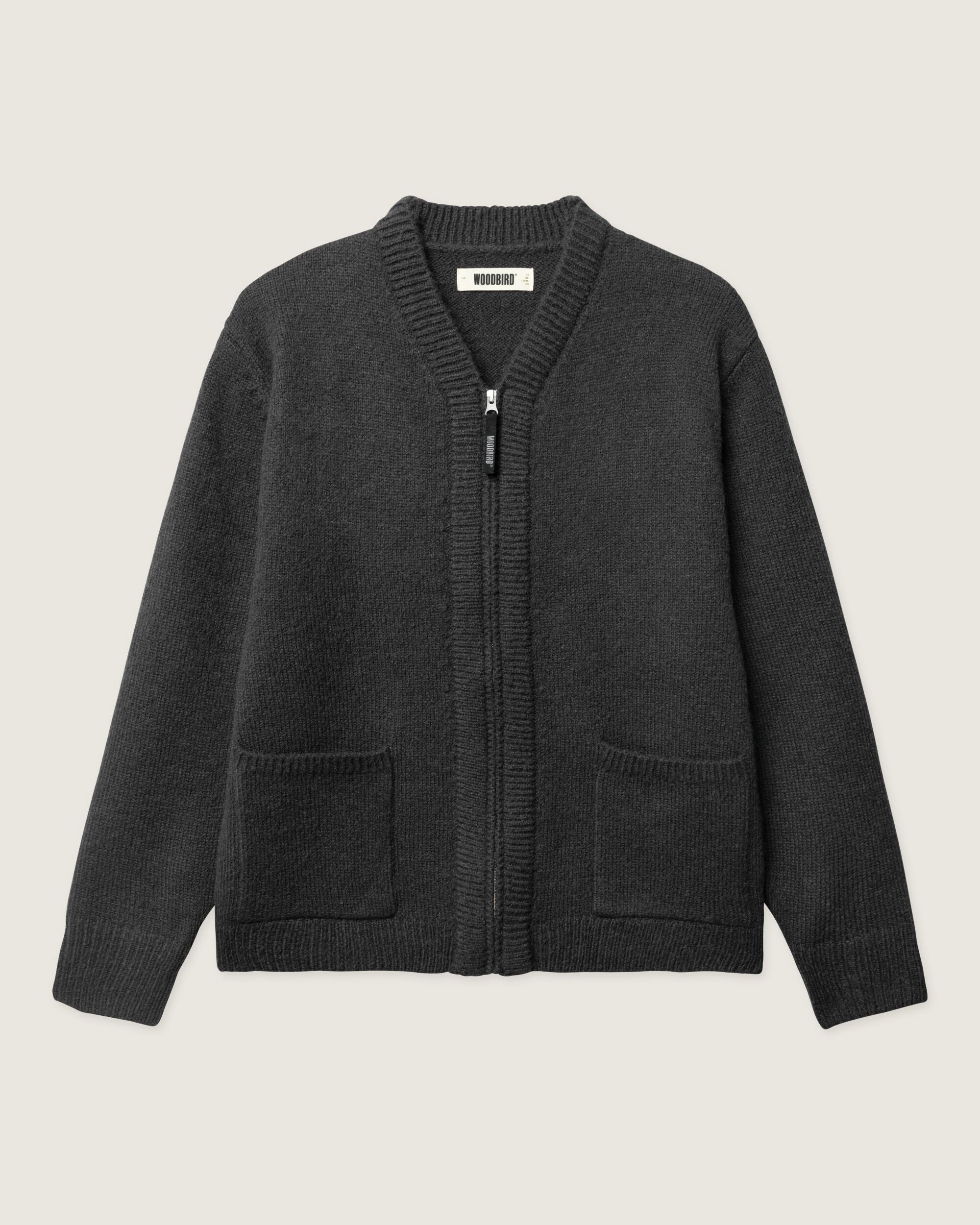 Woodbird WBKoon Zip Whole Cardigan Knits Medium Grey