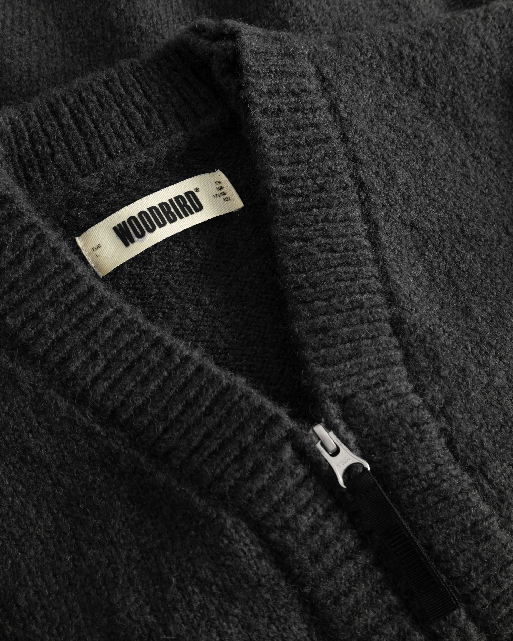 Woodbird WBKoon Zip Whole Cardigan Knits Medium Grey