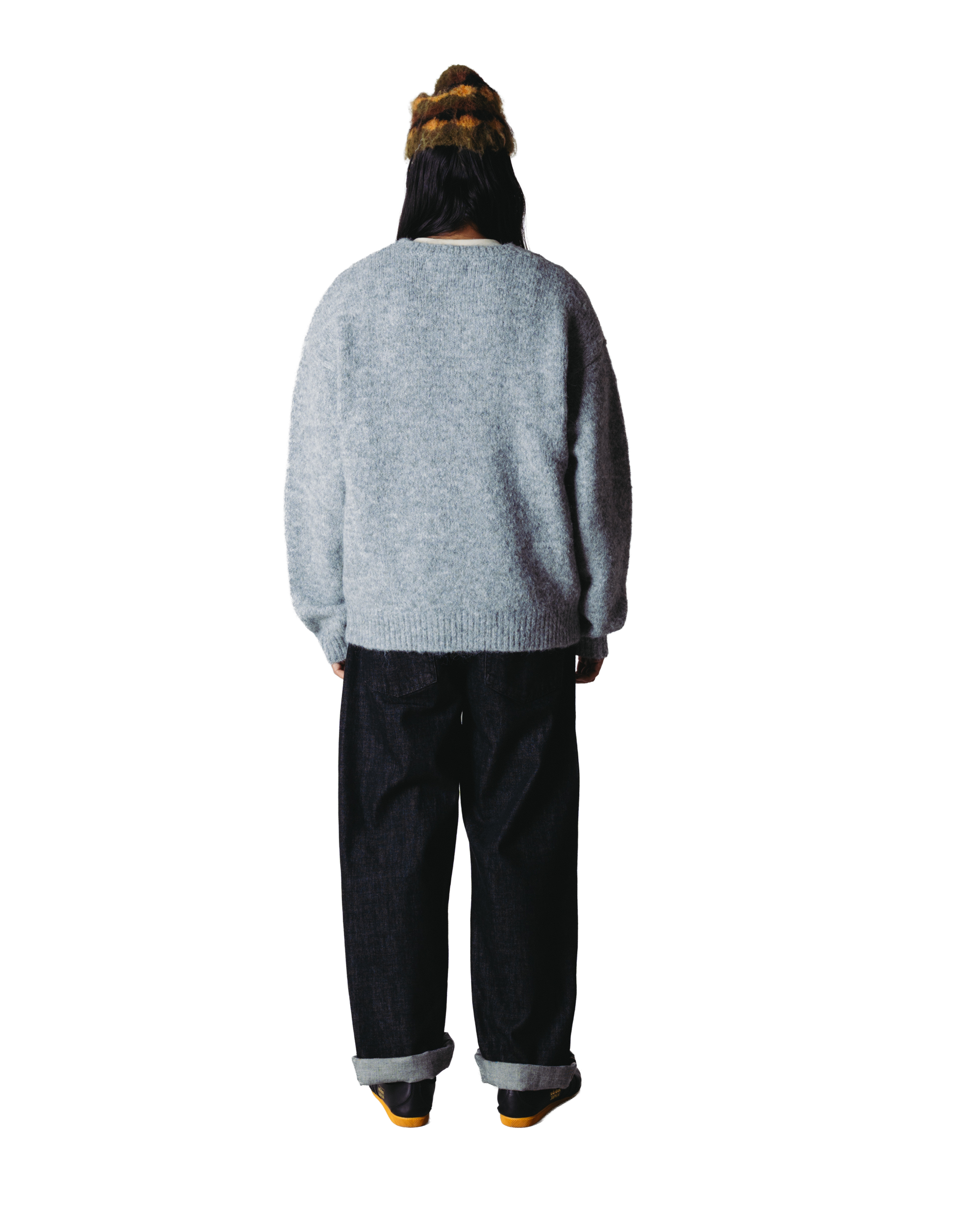 Woodbird WBKurt Mohairy Crew Knits Dark Grey Melange