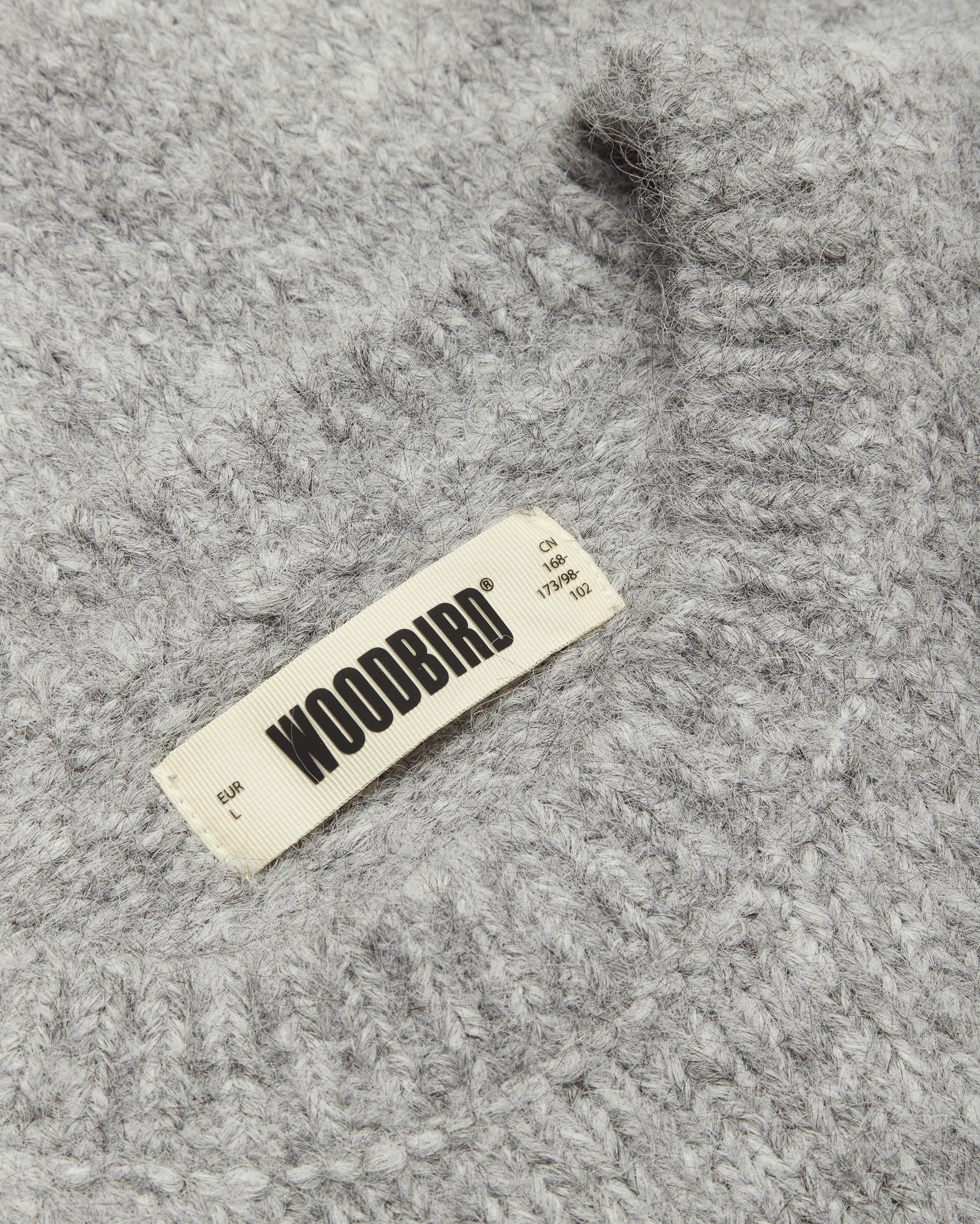 Woodbird WBKurt Mohairy Crew Knits Dark Grey Melange