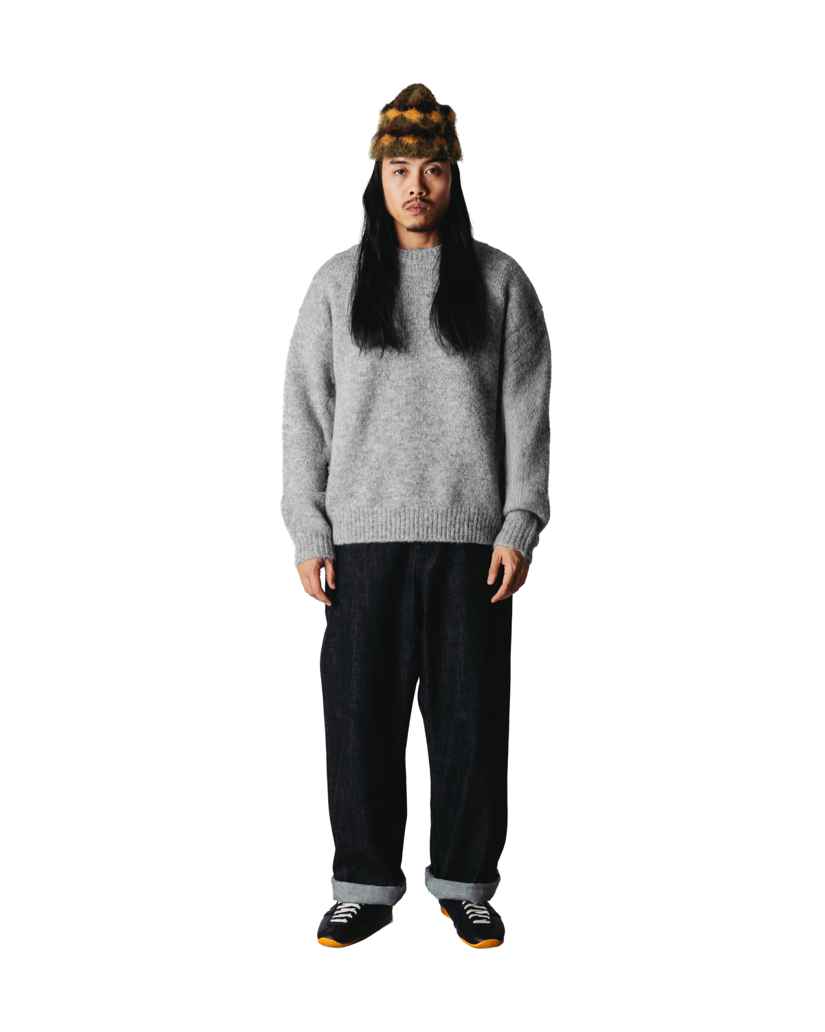 Woodbird WBKurt Mohairy Crew Knits Dark Grey Melange
