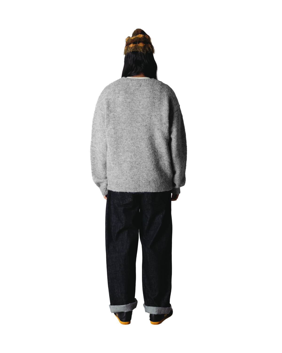 Woodbird WBKurt Mohairy Crew Knits Dark Grey Melange