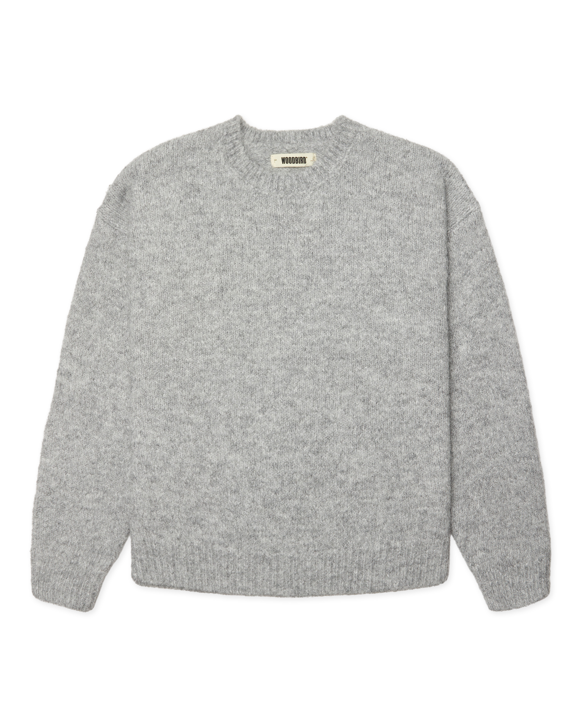 Woodbird WBKurt Mohairy Crew Knits Dark Grey Melange