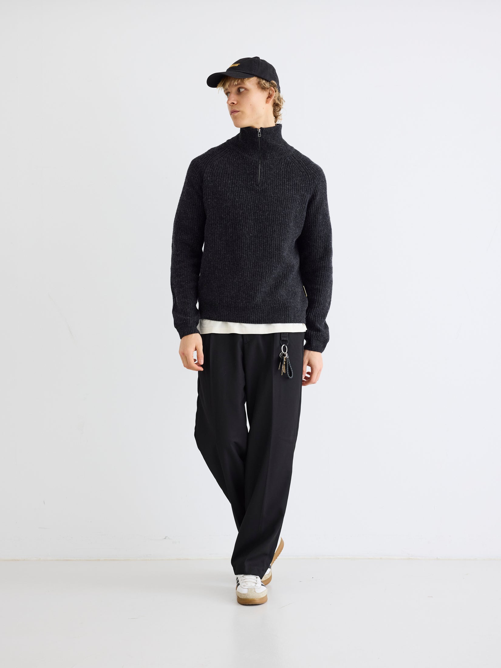 Woodbird WBLass Wool Half-Zip Knits Black Melange