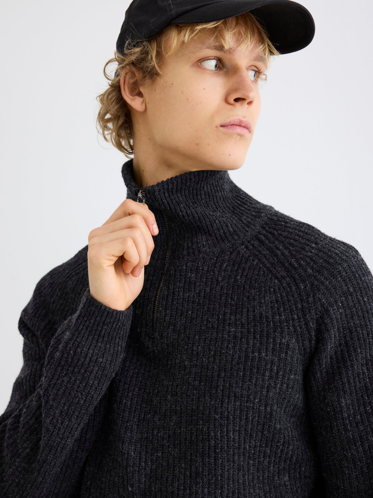 Woodbird WBLass Wool Half-Zip Knits Black Melange