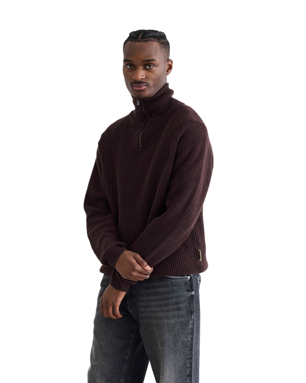 Woodbird WBLass Wool Half-Zip Knits Brown