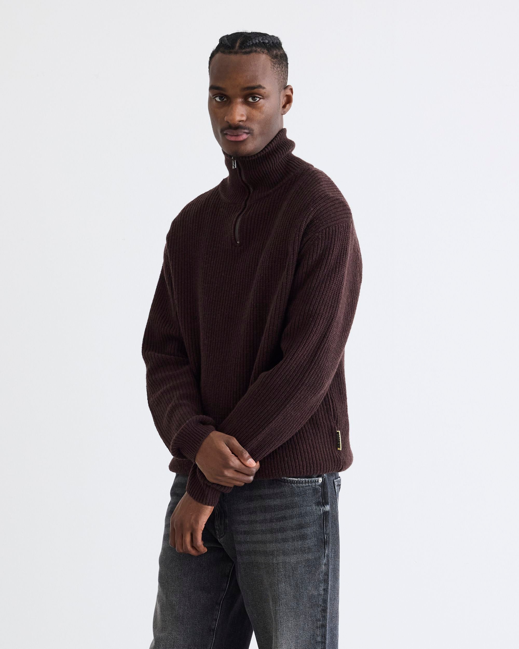 Woodbird WBLass Wool Half-Zip Knits Brown