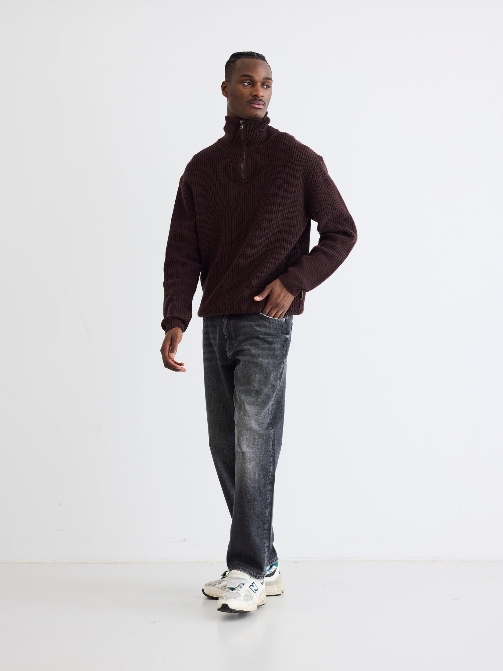 Woodbird WBLass Wool Half-Zip Knits Brown