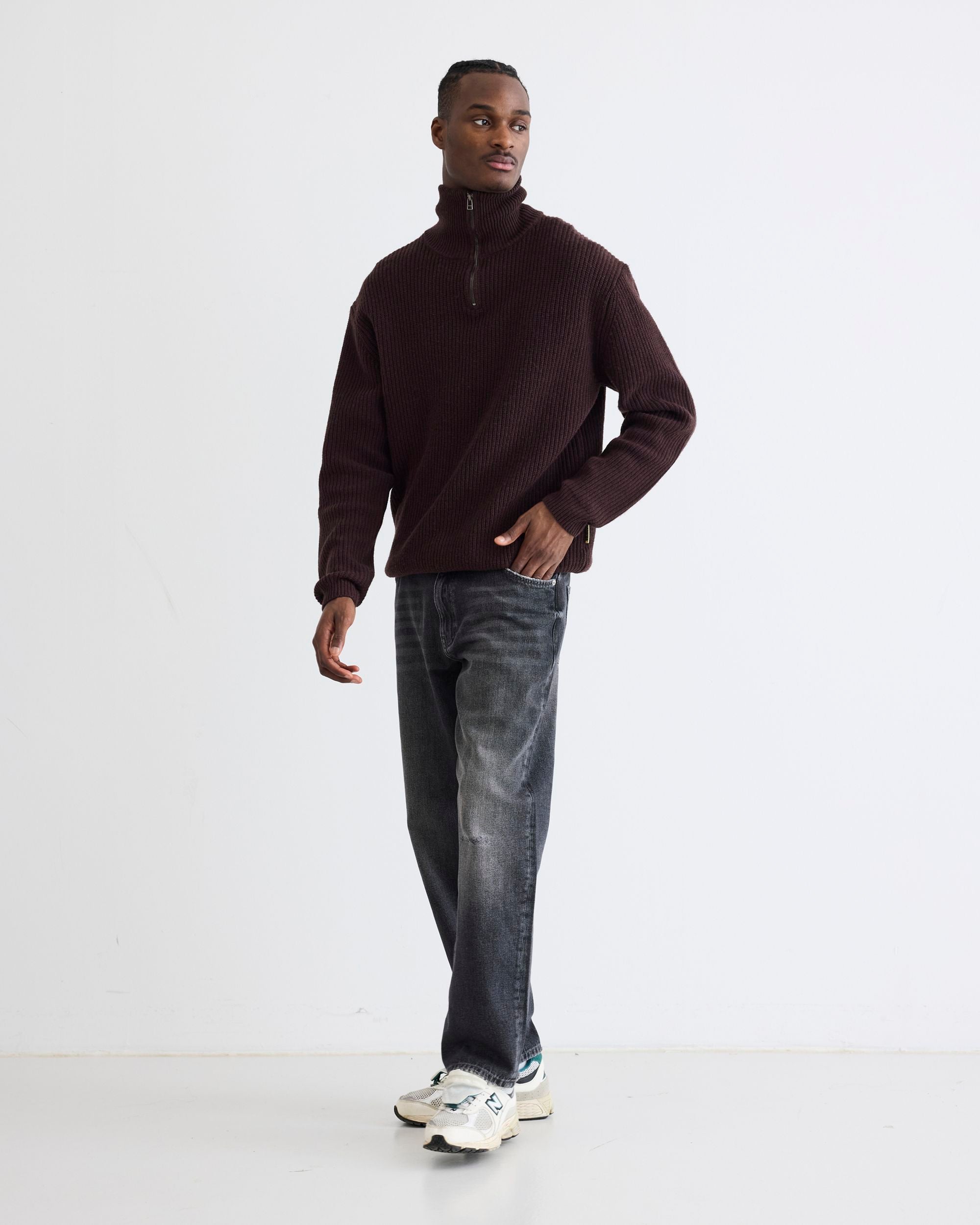 Woodbird WBLass Wool Half-Zip Knits Brown