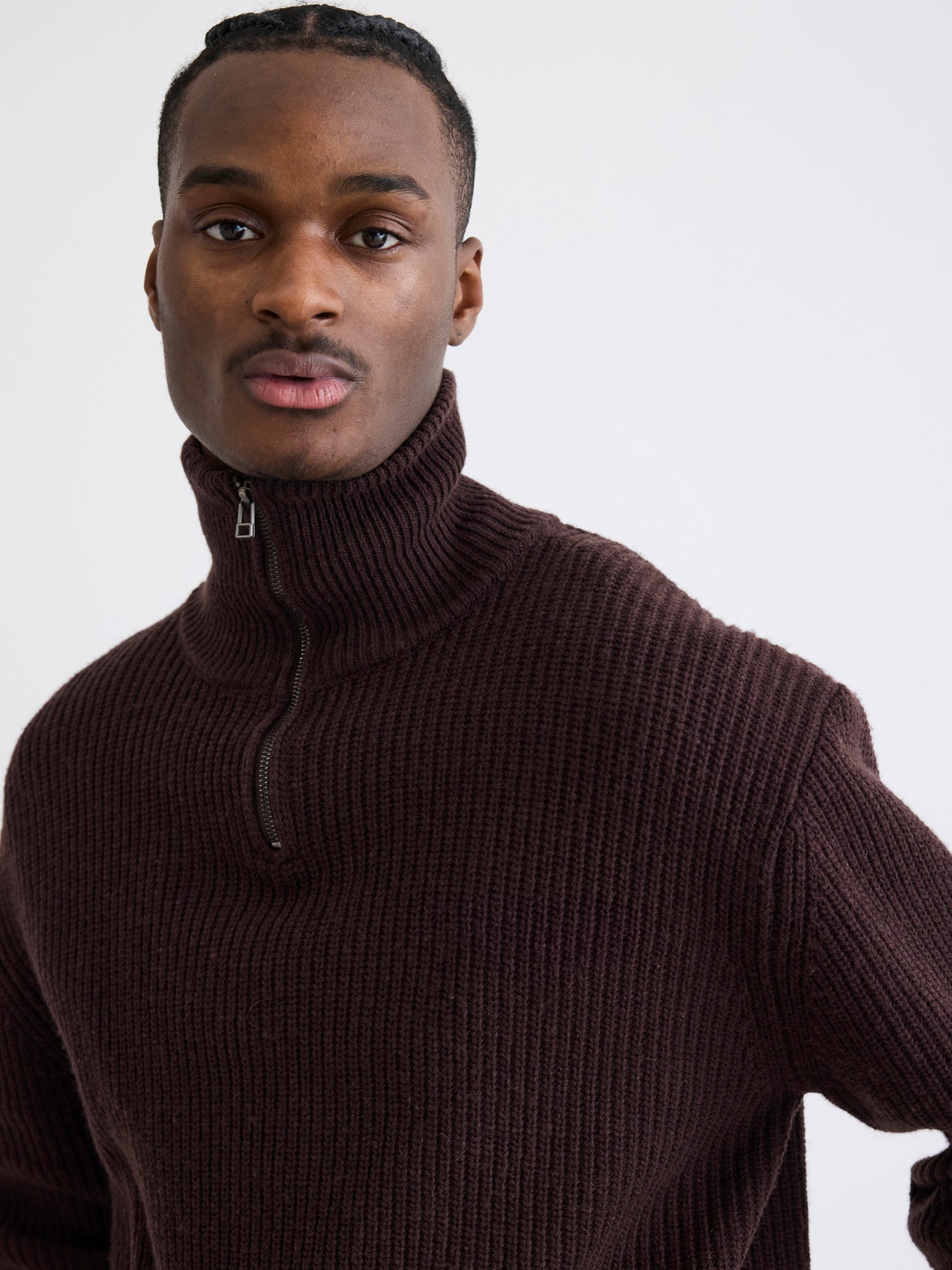 Woodbird WBLass Wool Half-Zip Knits Brown