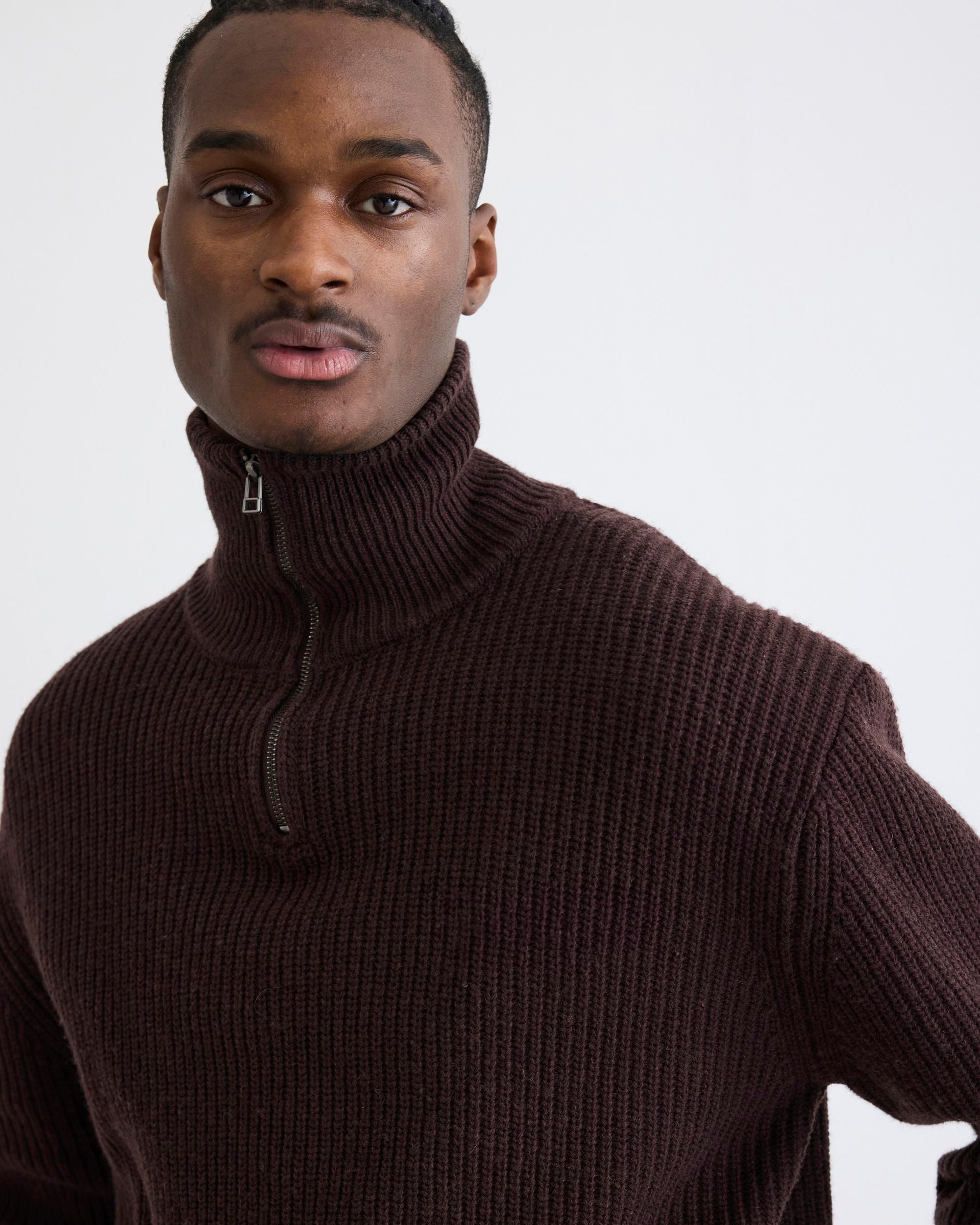 Woodbird WBLass Wool Half-Zip Knits Brown