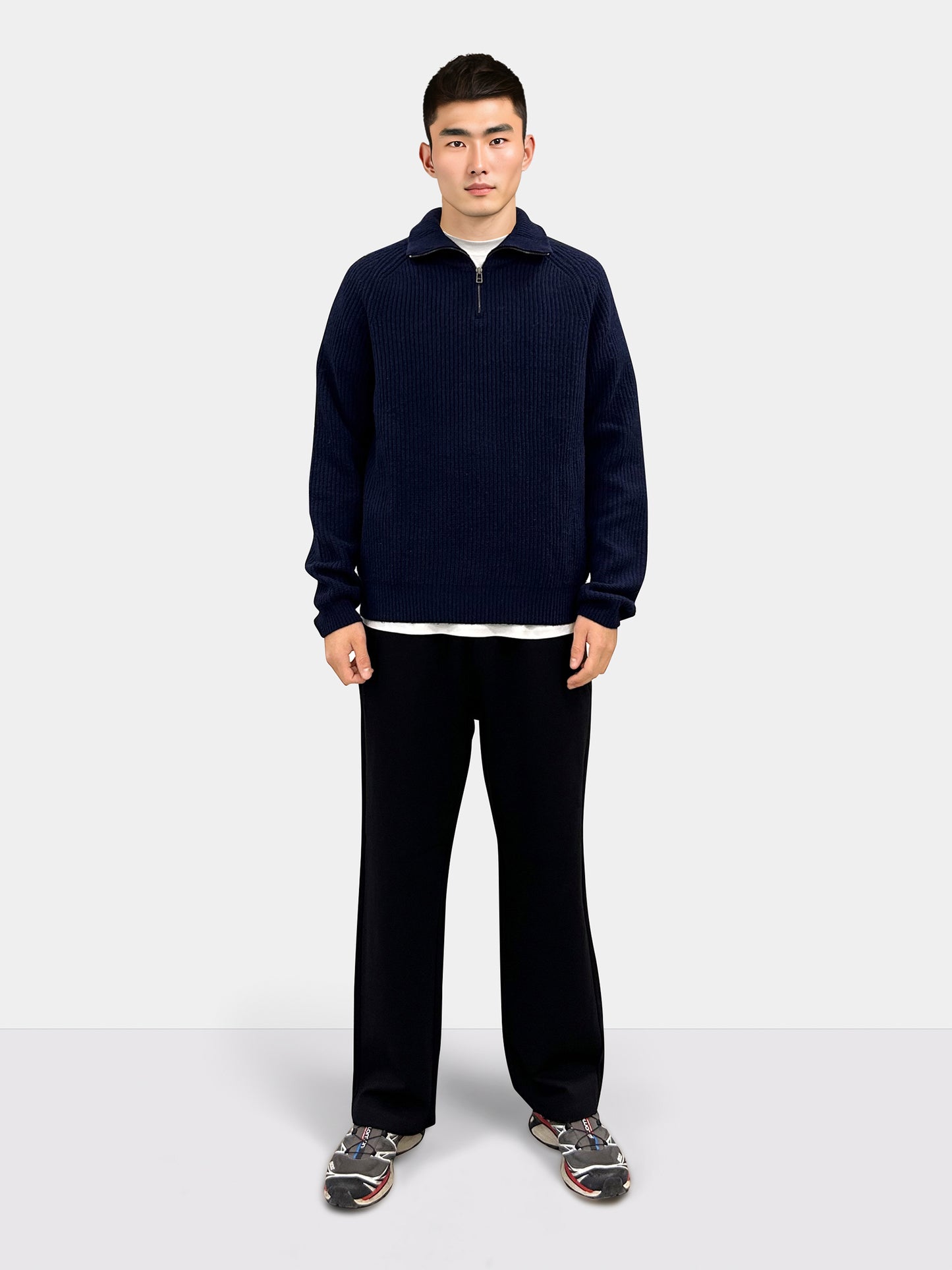 Woodbird WBLass Wool Half-Zip Knits Navy