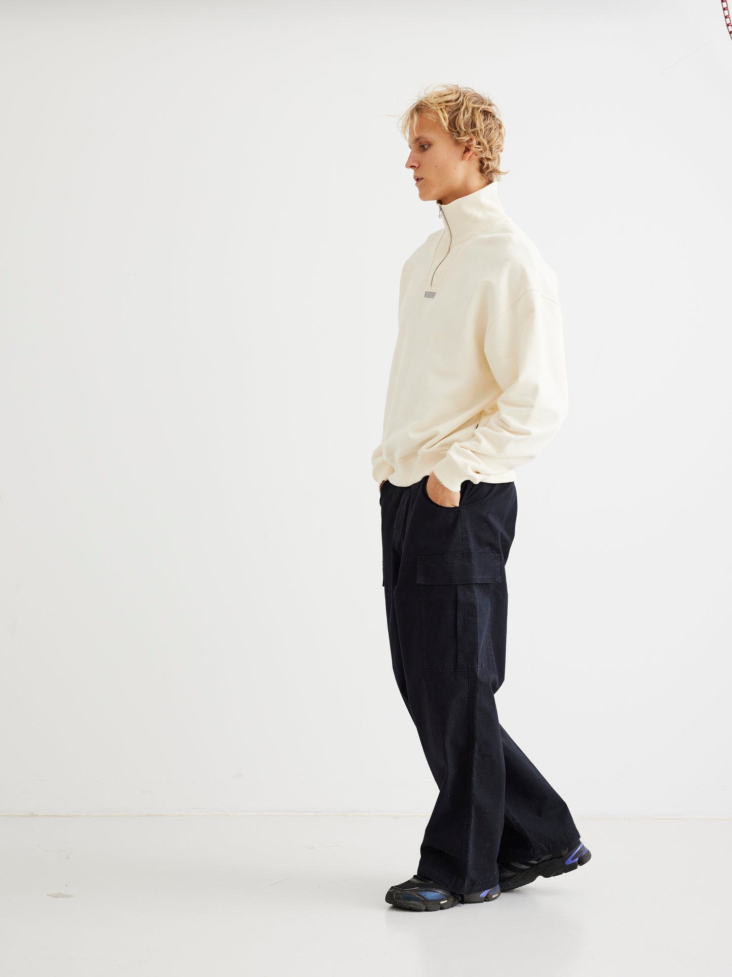 Woodbird WBLee Base Half Zip Sweats Off White