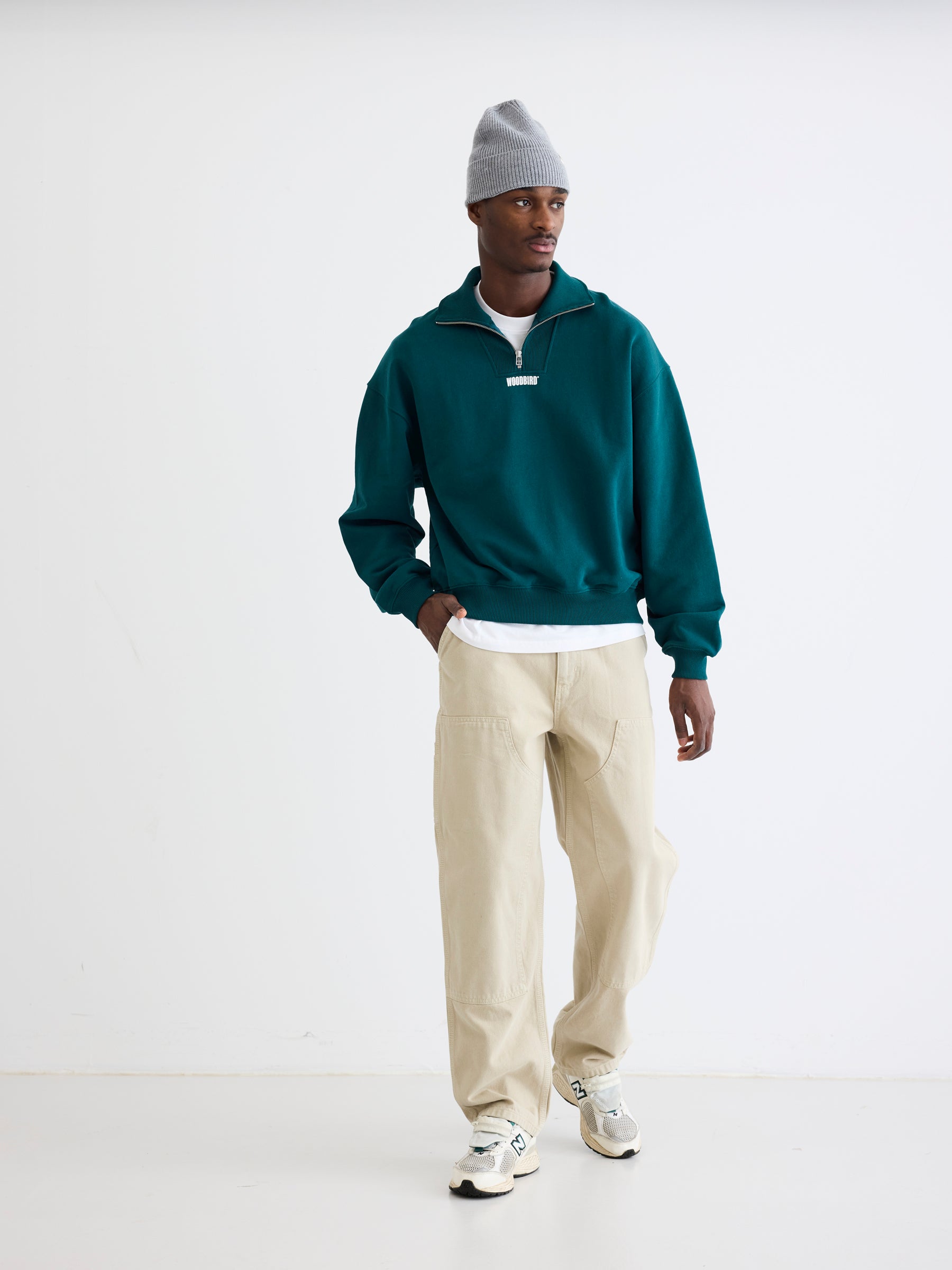 Woodbird WBLee Half Zip Sweats Sports Green