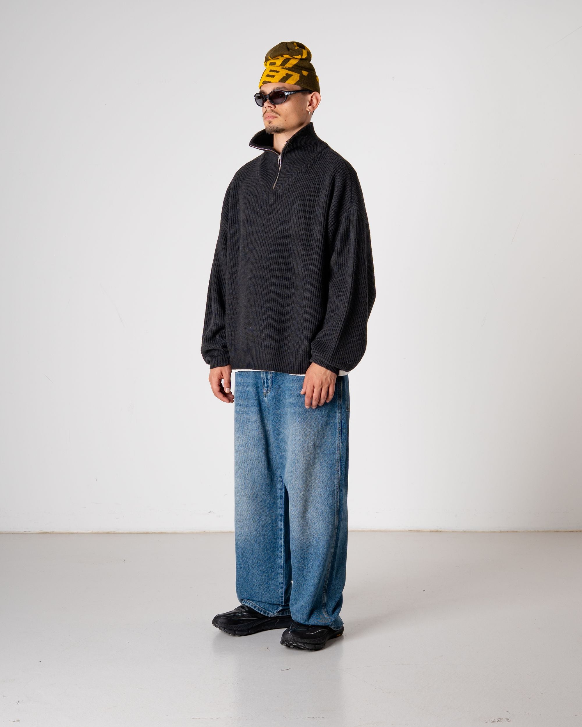 Woodbird WBLee Wool Knit Half Zip Knits Black