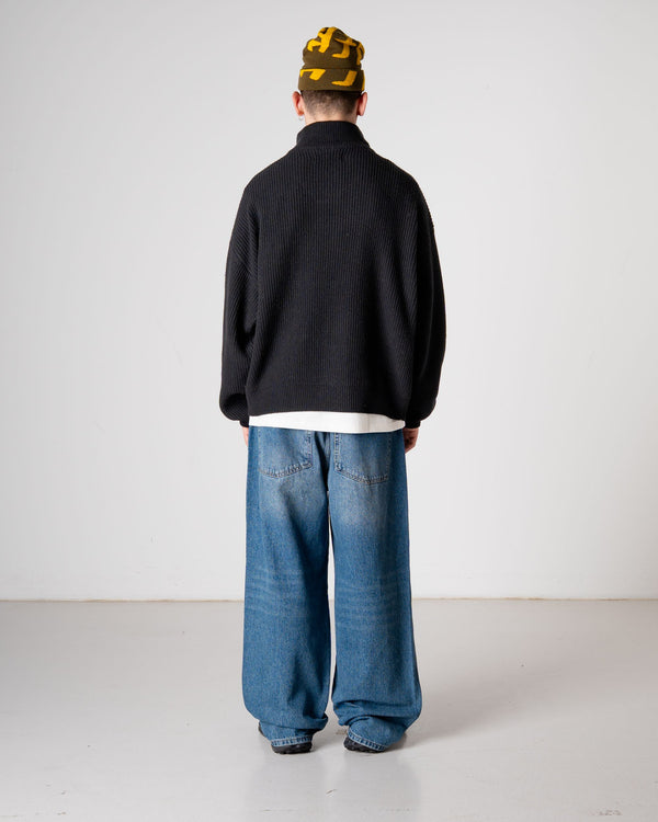 Woodbird WBLee Wool Knit Half Zip Knits Black