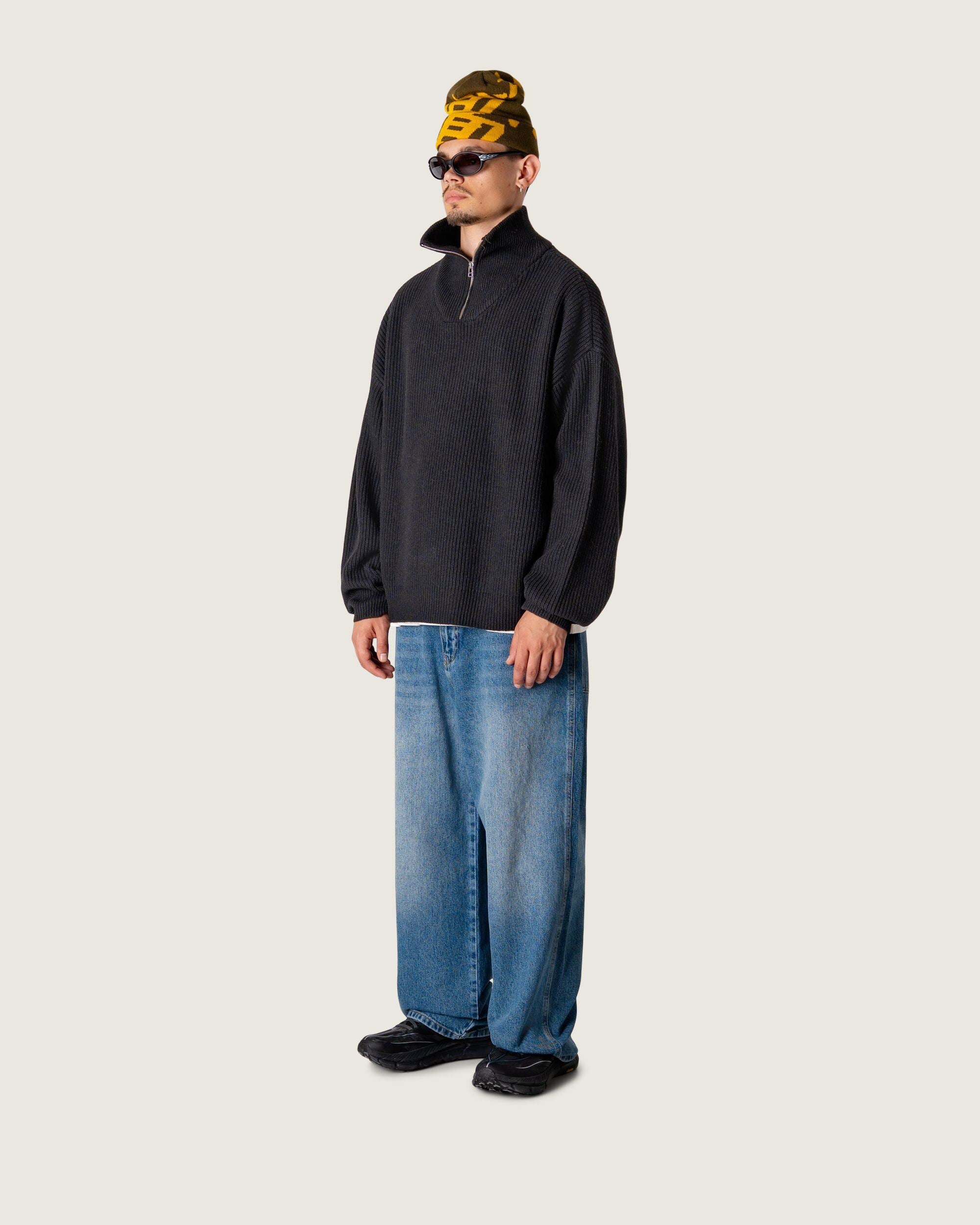 Woodbird WBLee Wool Knit Half Zip Knits Black