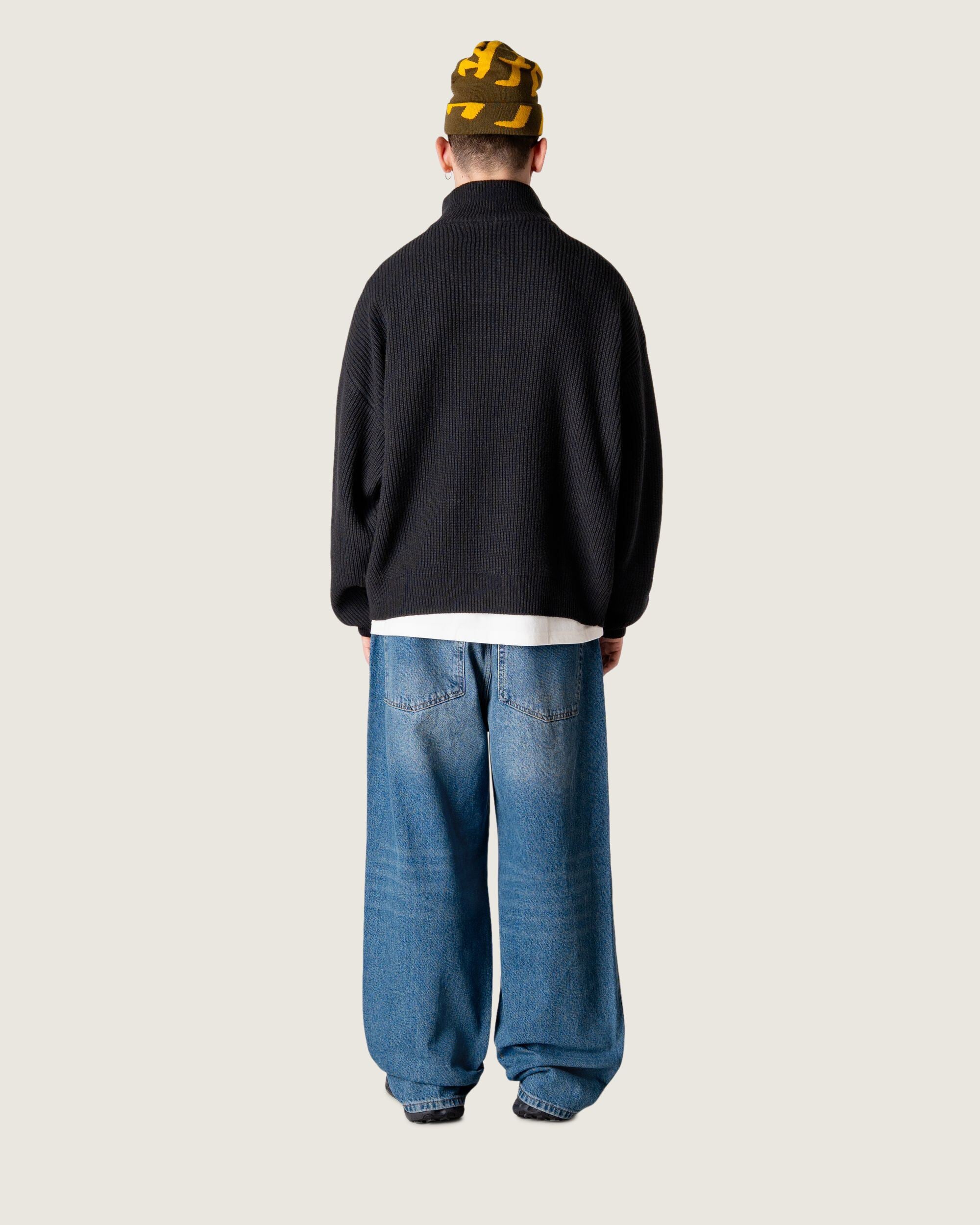 Woodbird WBLee Wool Knit Half Zip Knits Black