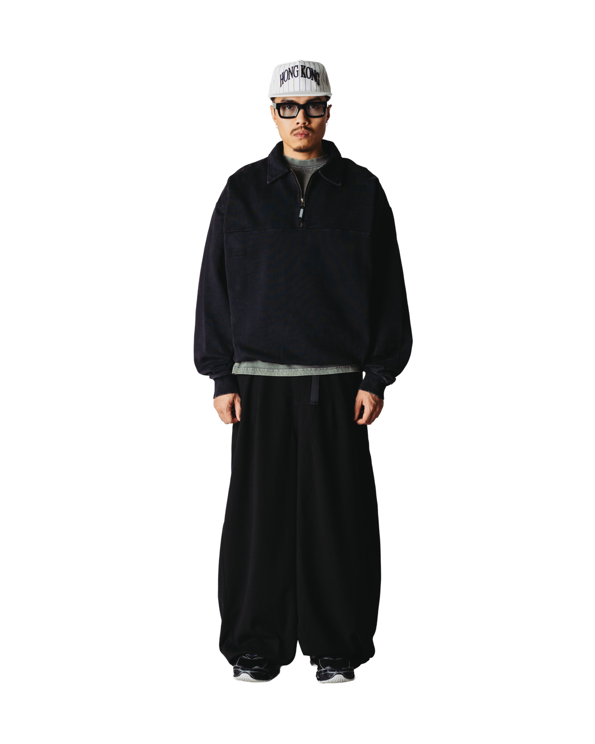 Woodbird WBLoke Washed Zip Polo Sweats Black