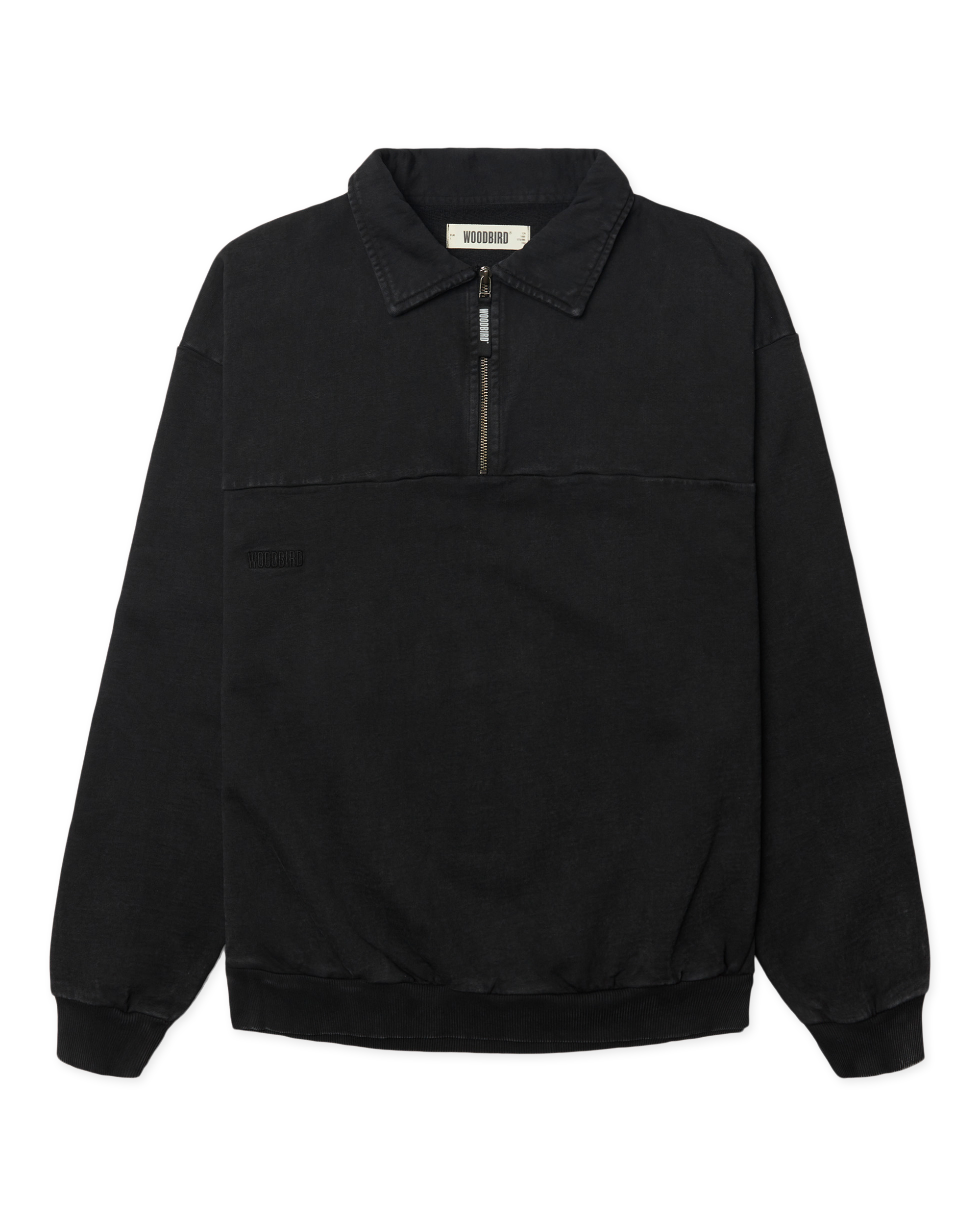 Woodbird WBLoke Washed Zip Polo Sweats Black