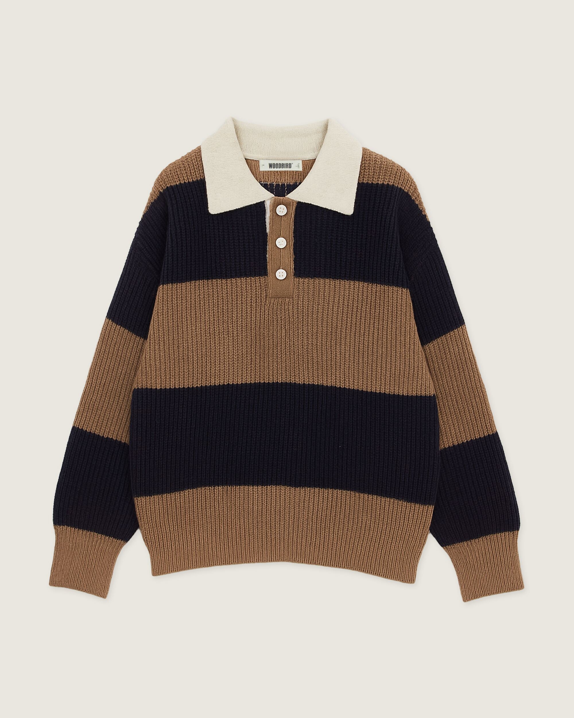 Woodbird WBLotu Striped Polo Knits Navy Striped