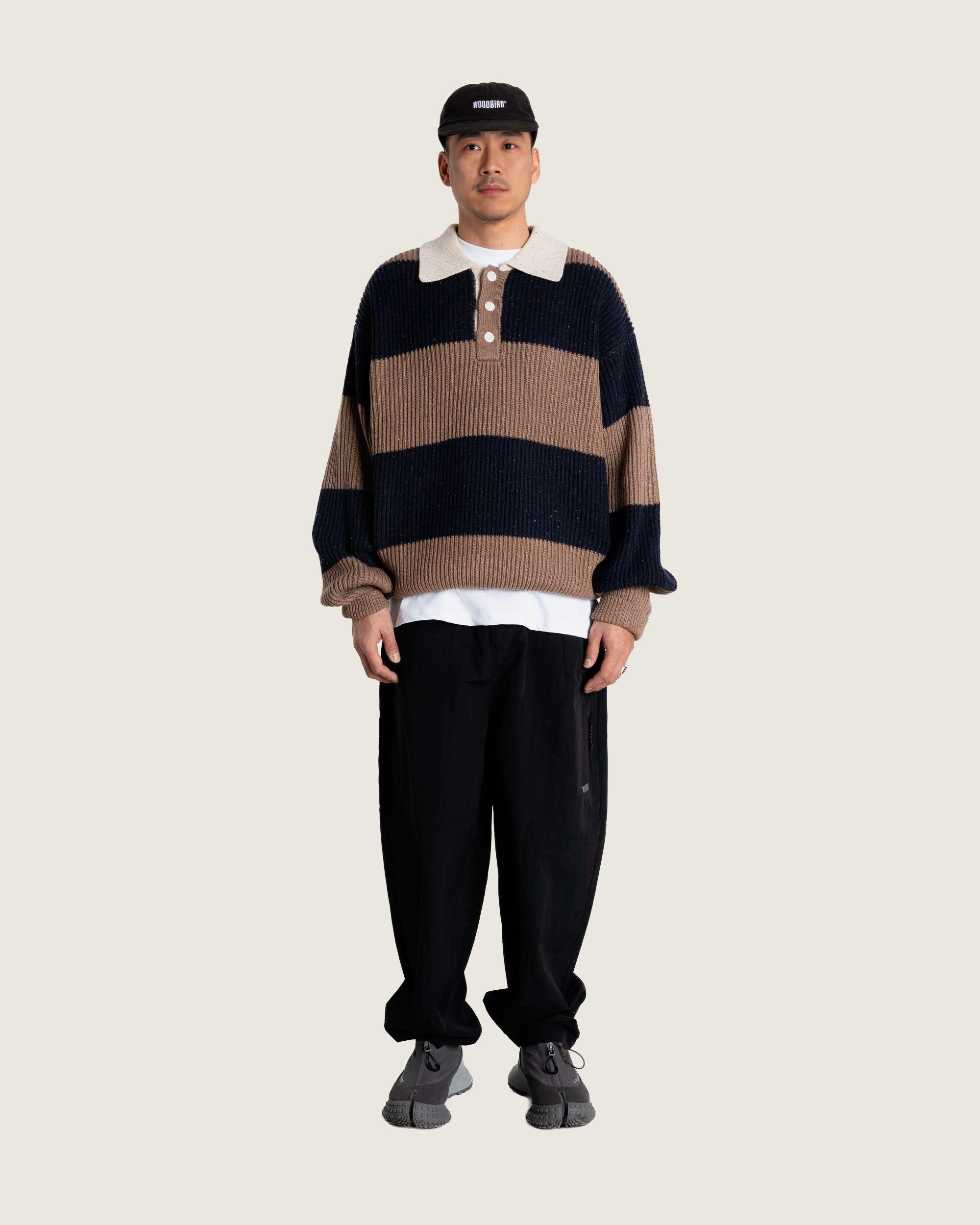 Woodbird WBLotu Striped Polo Knits Navy Striped