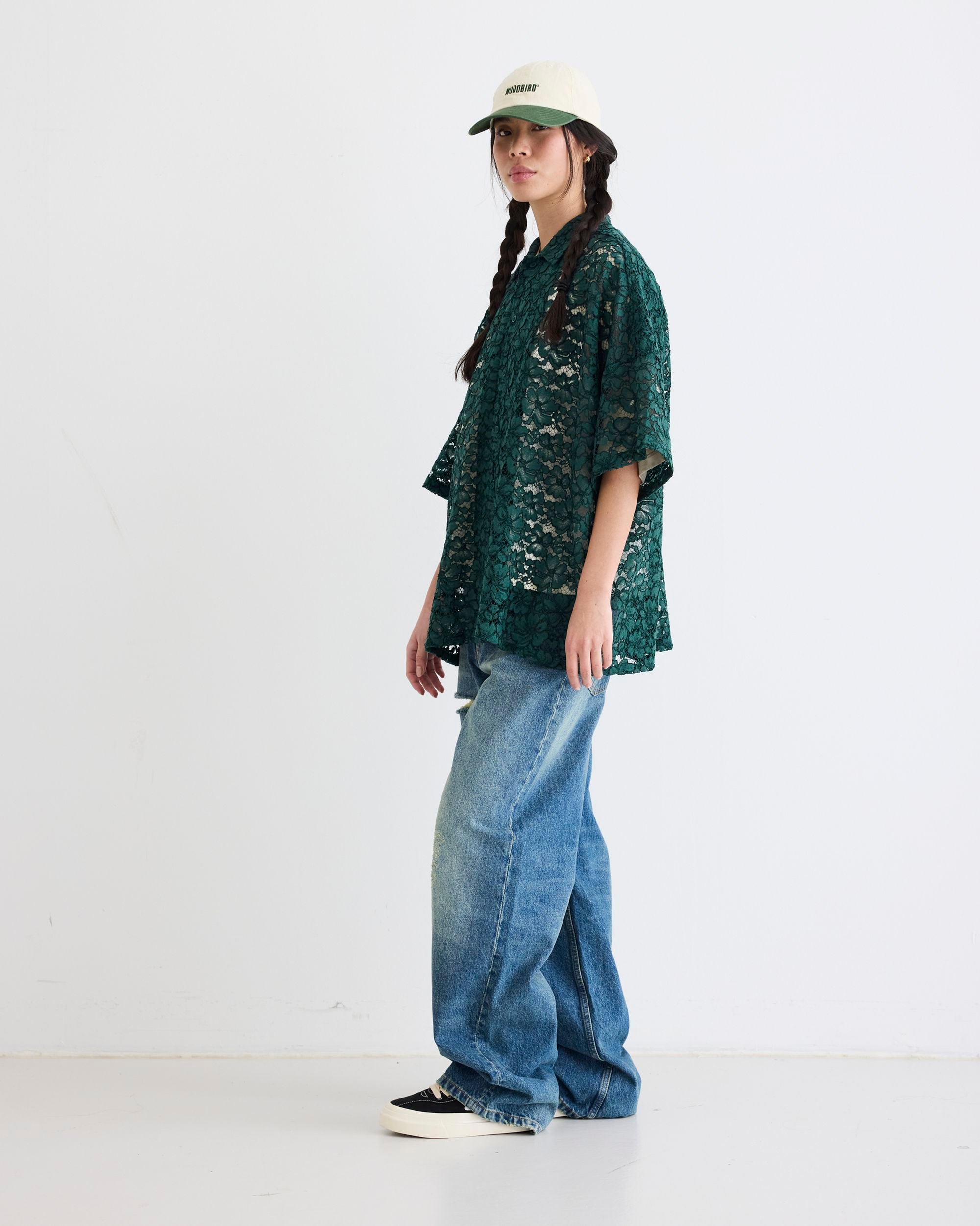 Woodbird Female WBLuna Flower Shirt Shirts Dark Green