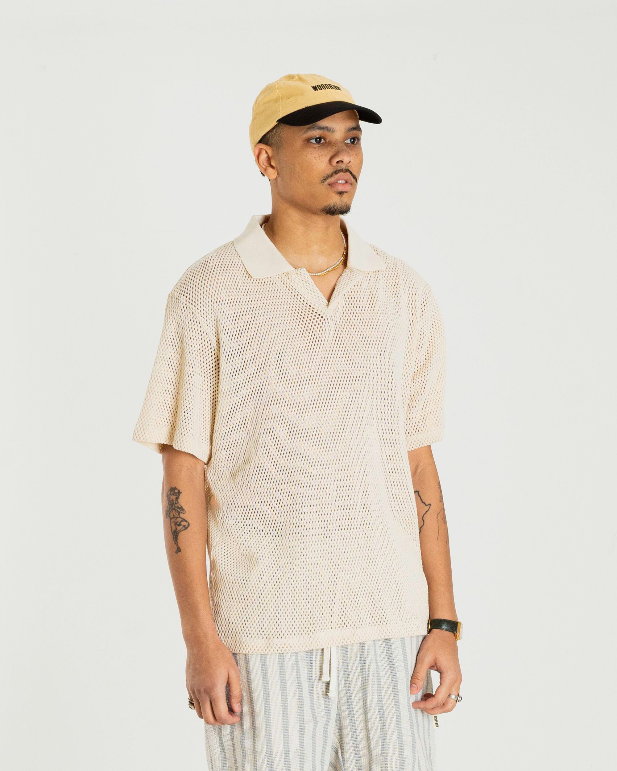 Woodbird WBMoul Mesh Polo T-Shirts Off White