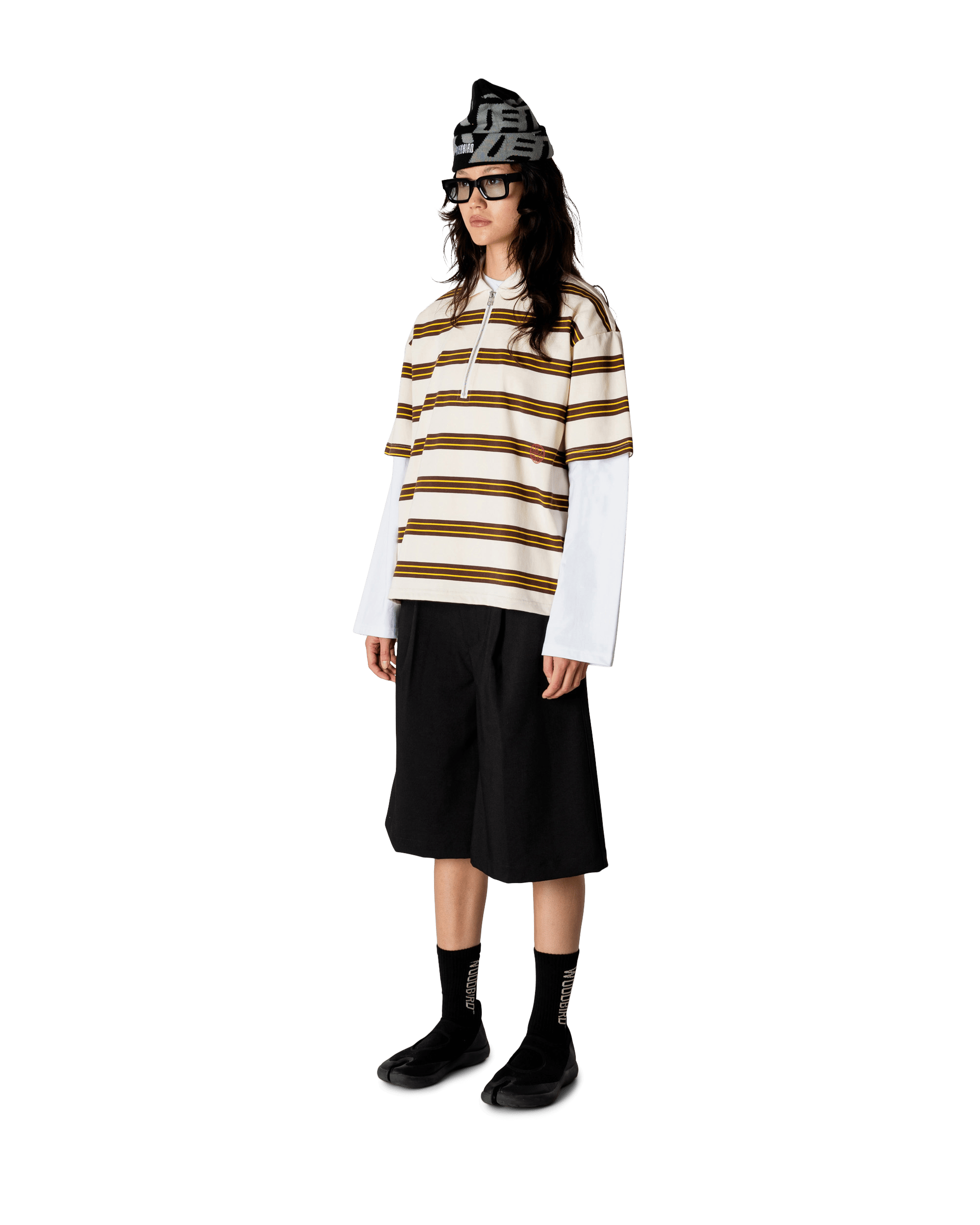 Woodbird Female WBNiro SS Zip Polo T-Shirts Brown-Off White