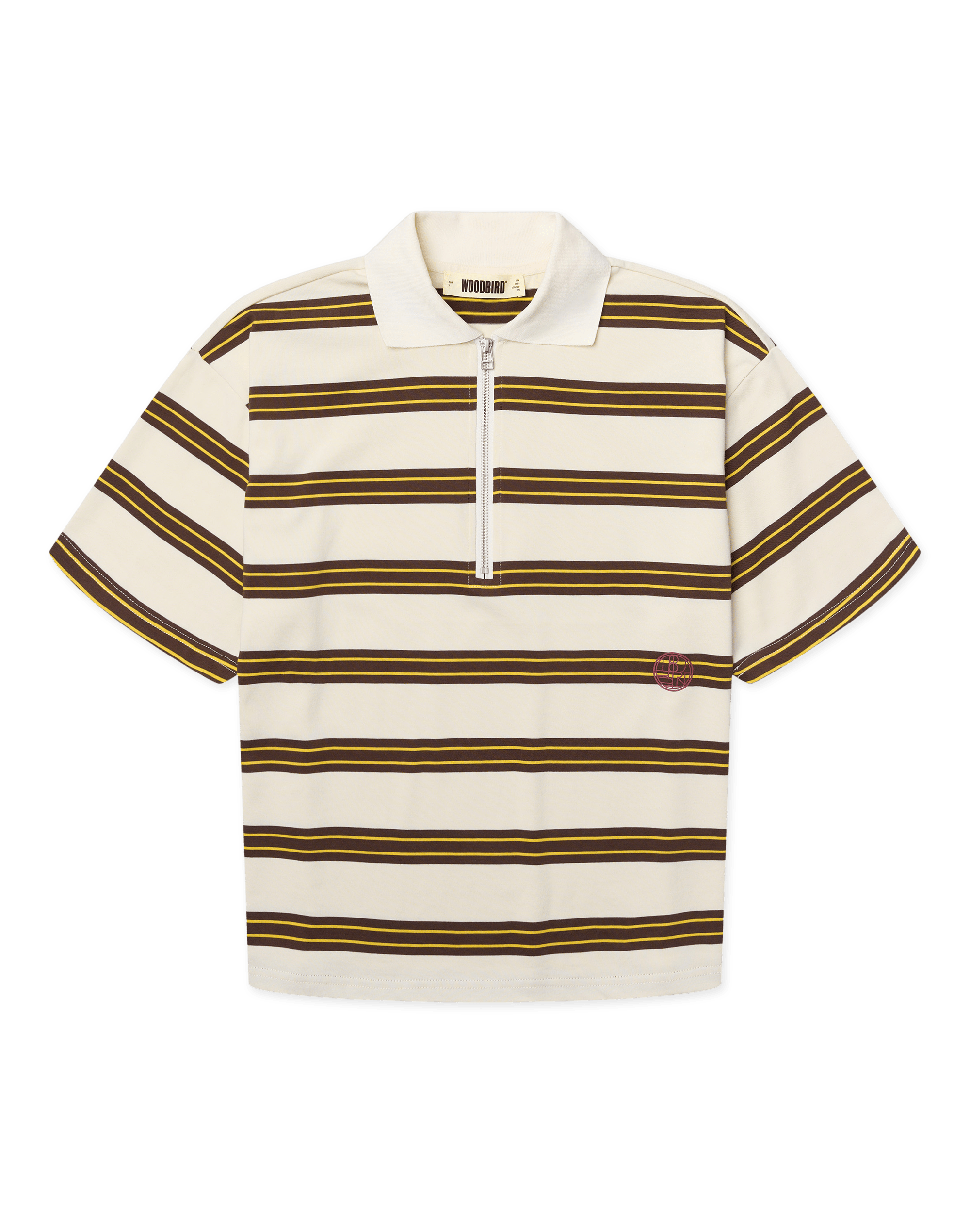 Woodbird Female WBNiro SS Zip Polo T-Shirts Brown-Off White