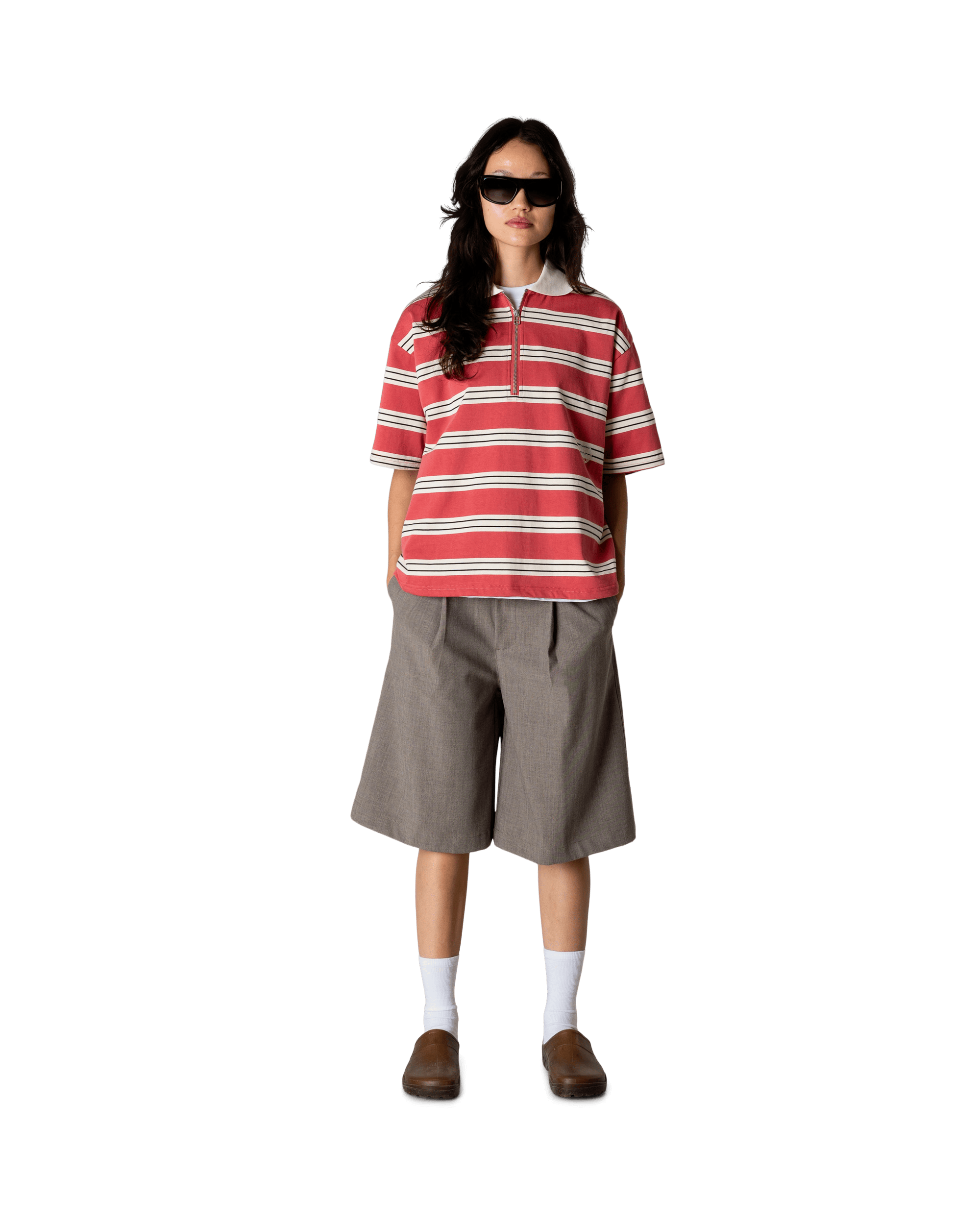 Woodbird Female WBNiro SS Zip Polo T-Shirts Off White-Rose