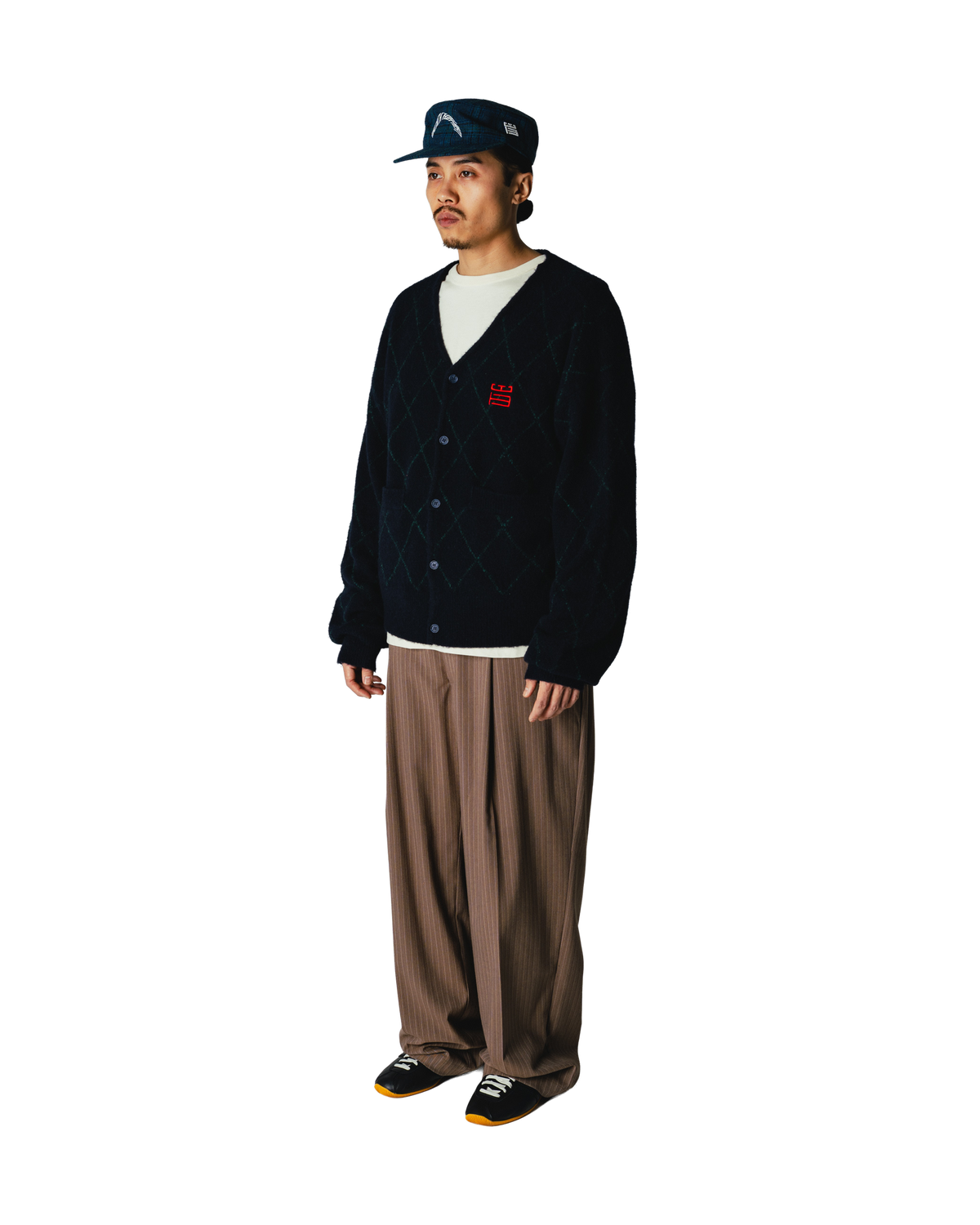 Woodbird WBOni Check Cardigan Knits Navy