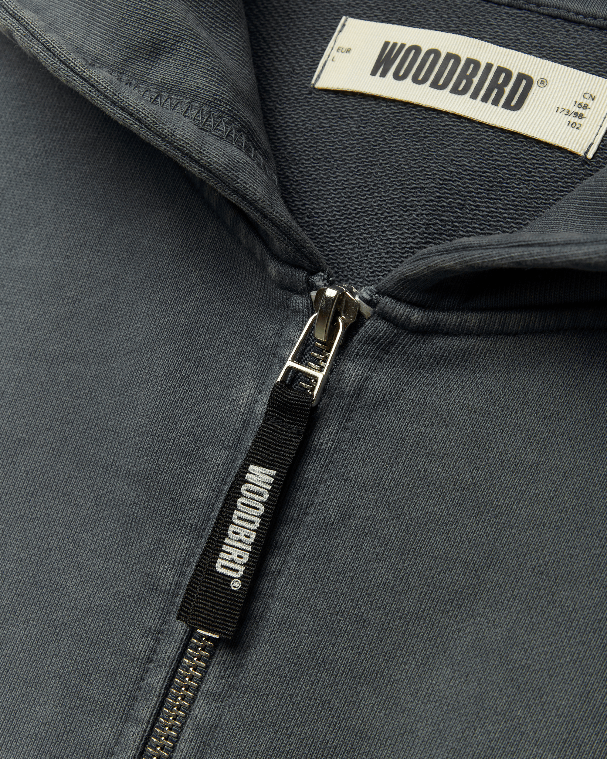 Woodbird WBPacs Warp Acid Zip Hoodie Sweats Washed Slate Blue