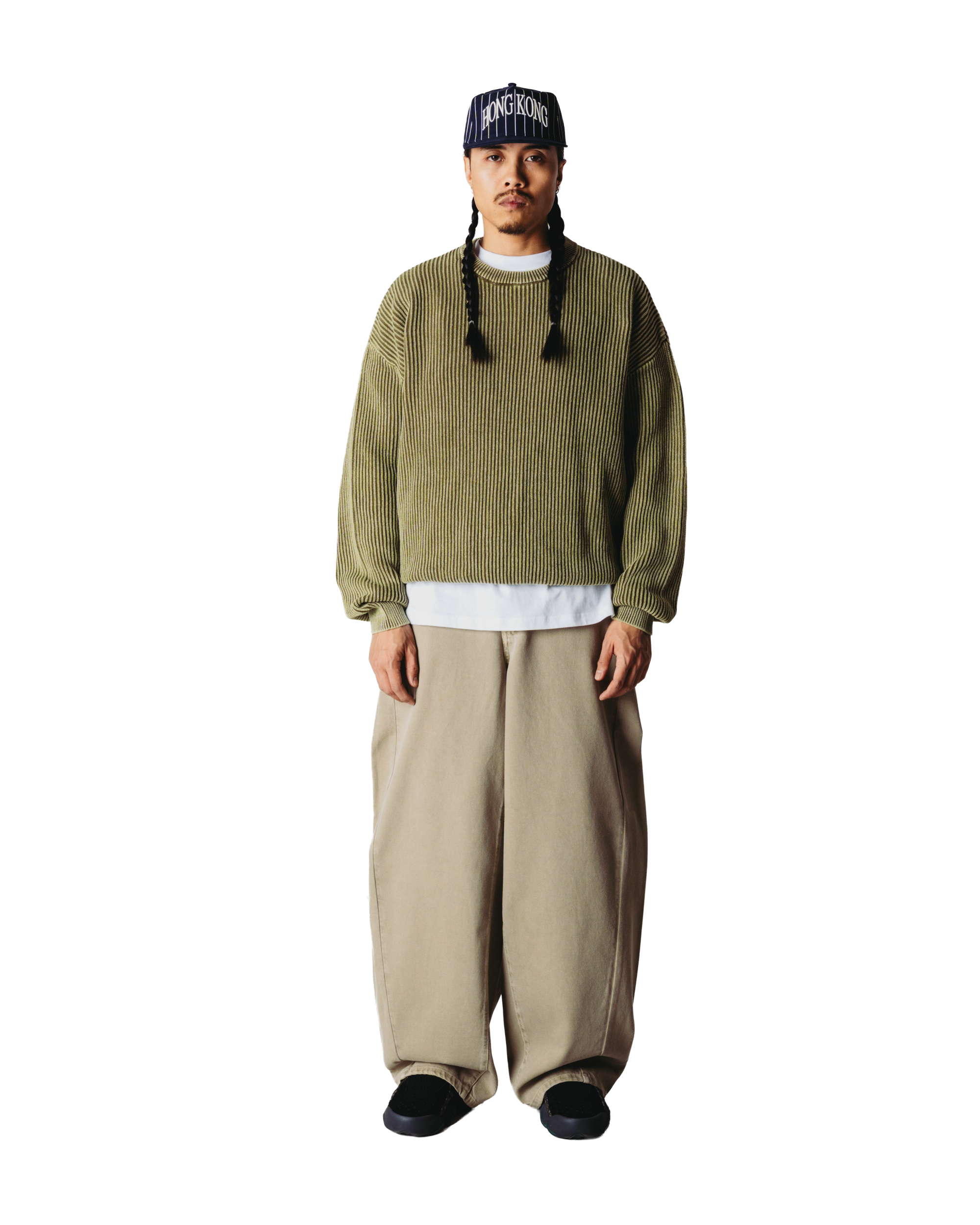 Woodbird WBSake Washed Crew Knits Dark Olive