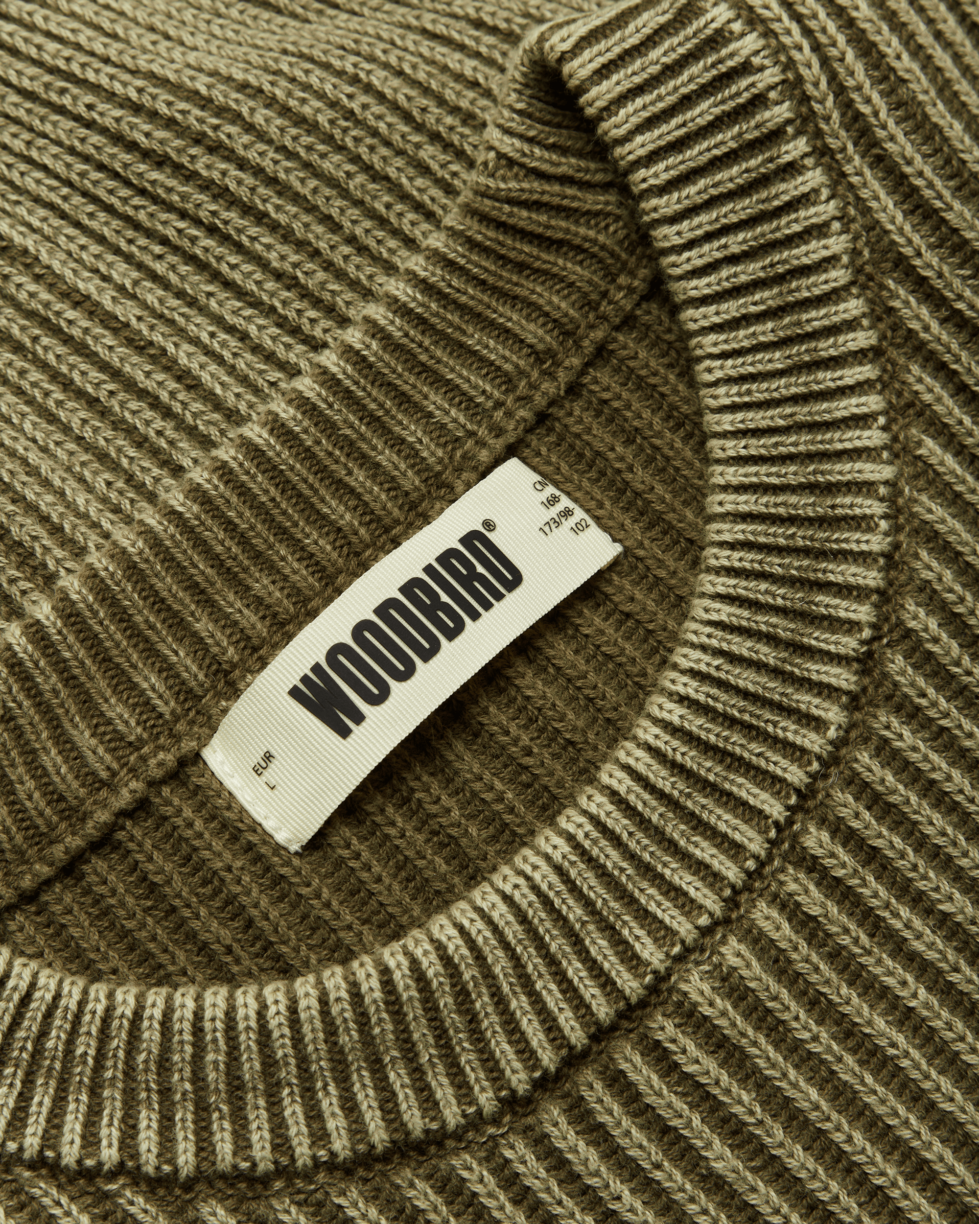 Woodbird WBSake Washed Crew Knits Dark Olive