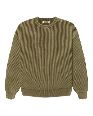 Woodbird WBSake Washed Crew Knits Dark Olive