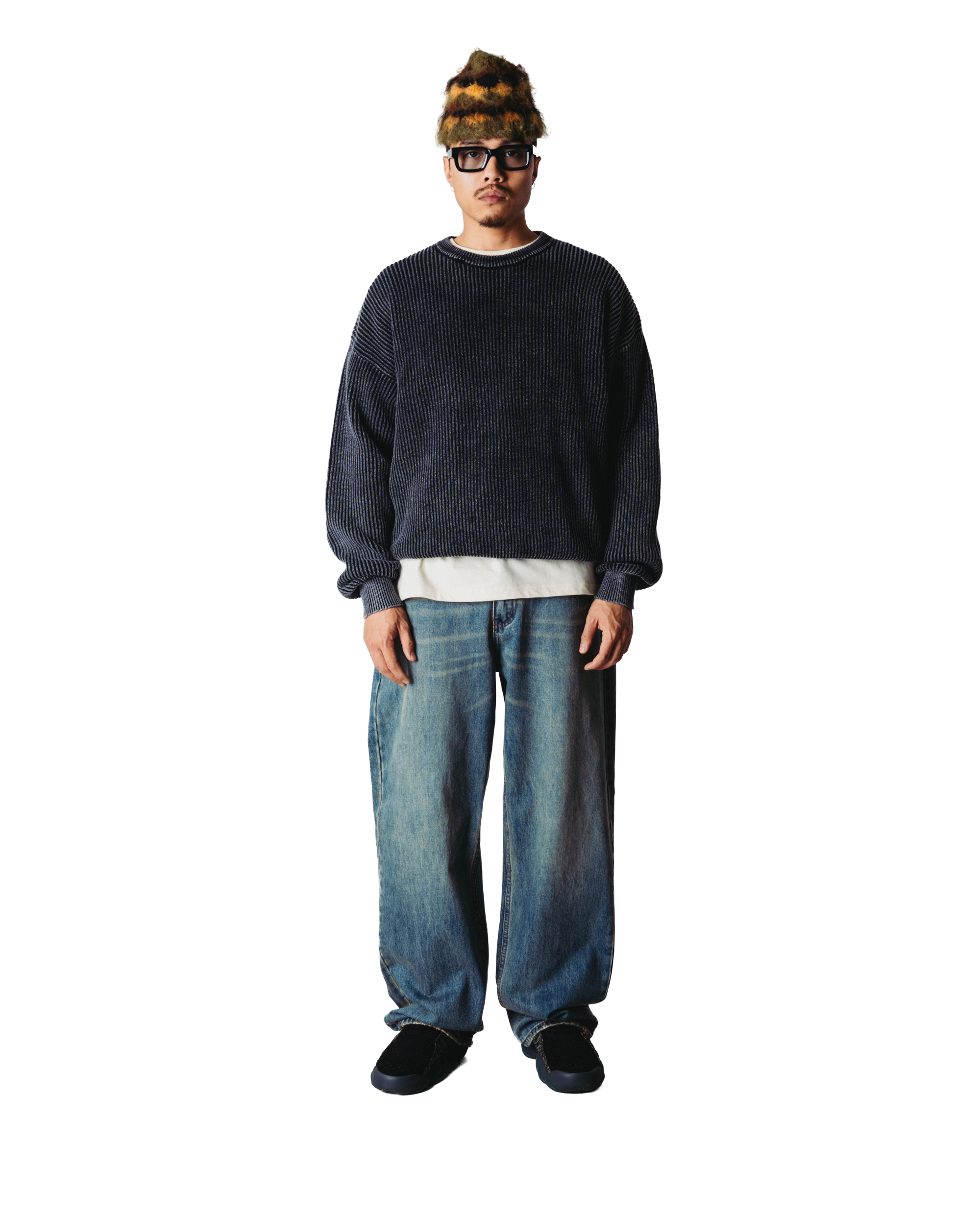 Woodbird WBSake Washed Crew Knits Washed Black