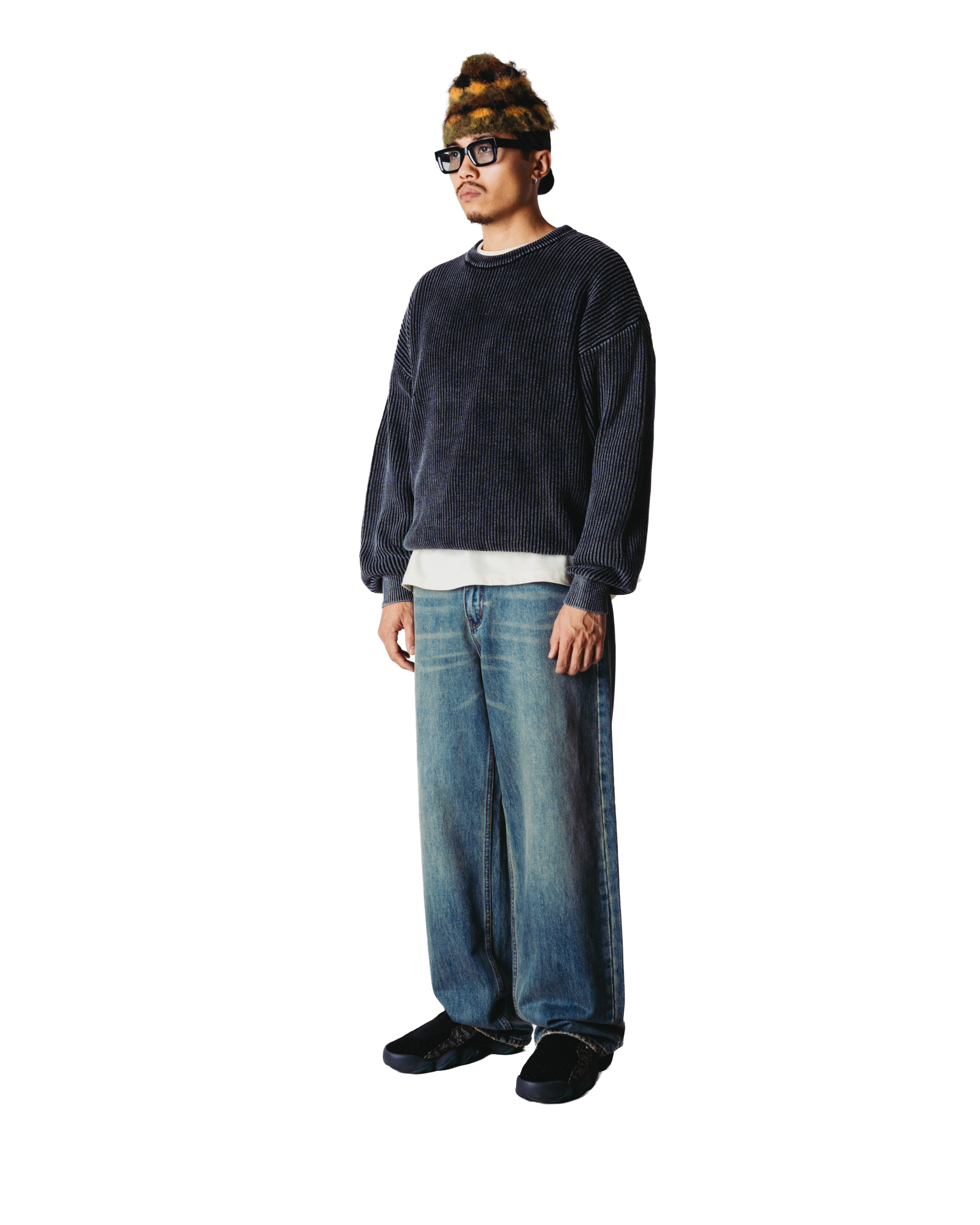 Woodbird WBSake Washed Crew Knits Washed Black