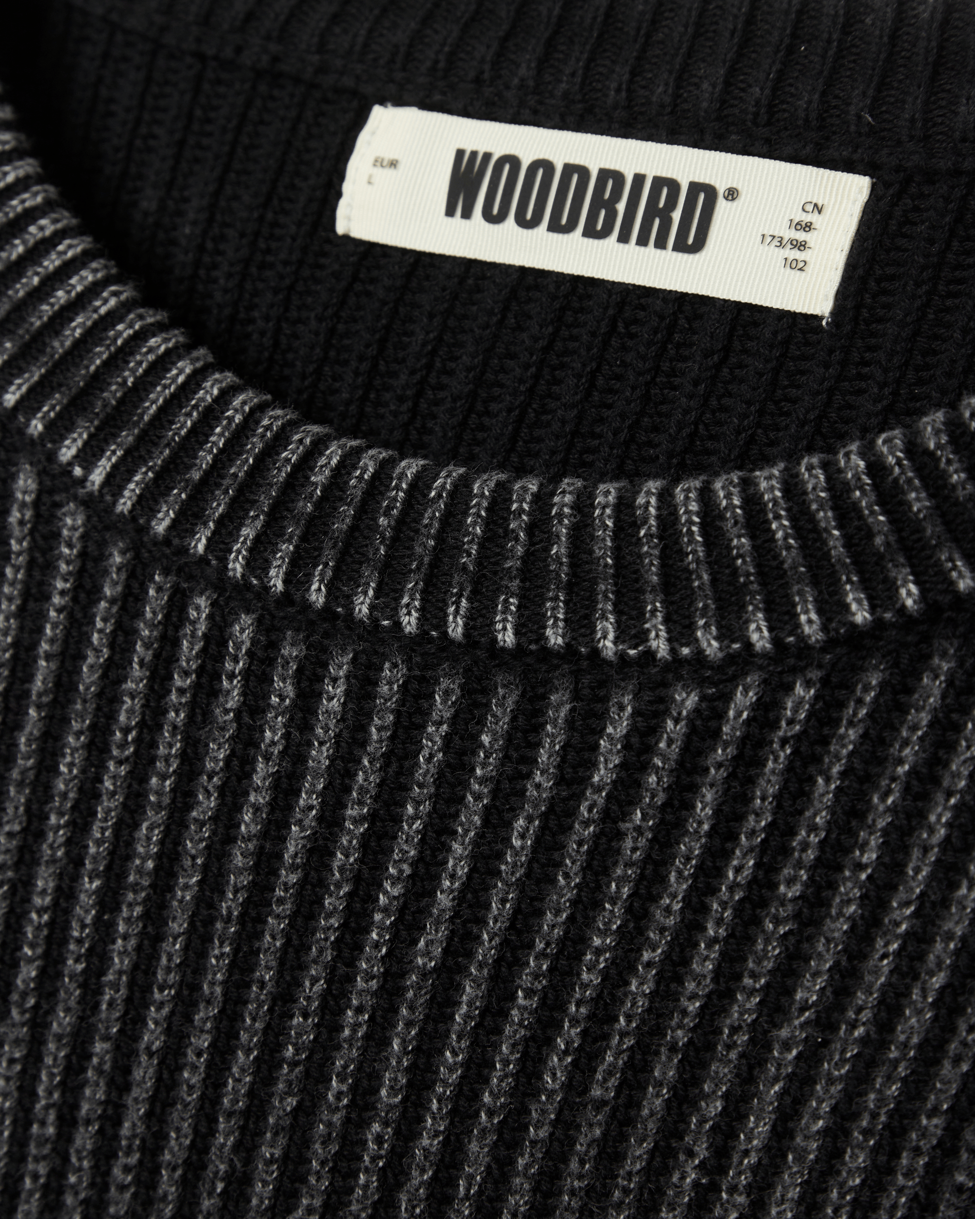 Woodbird WBSake Washed Crew Knits Washed Black