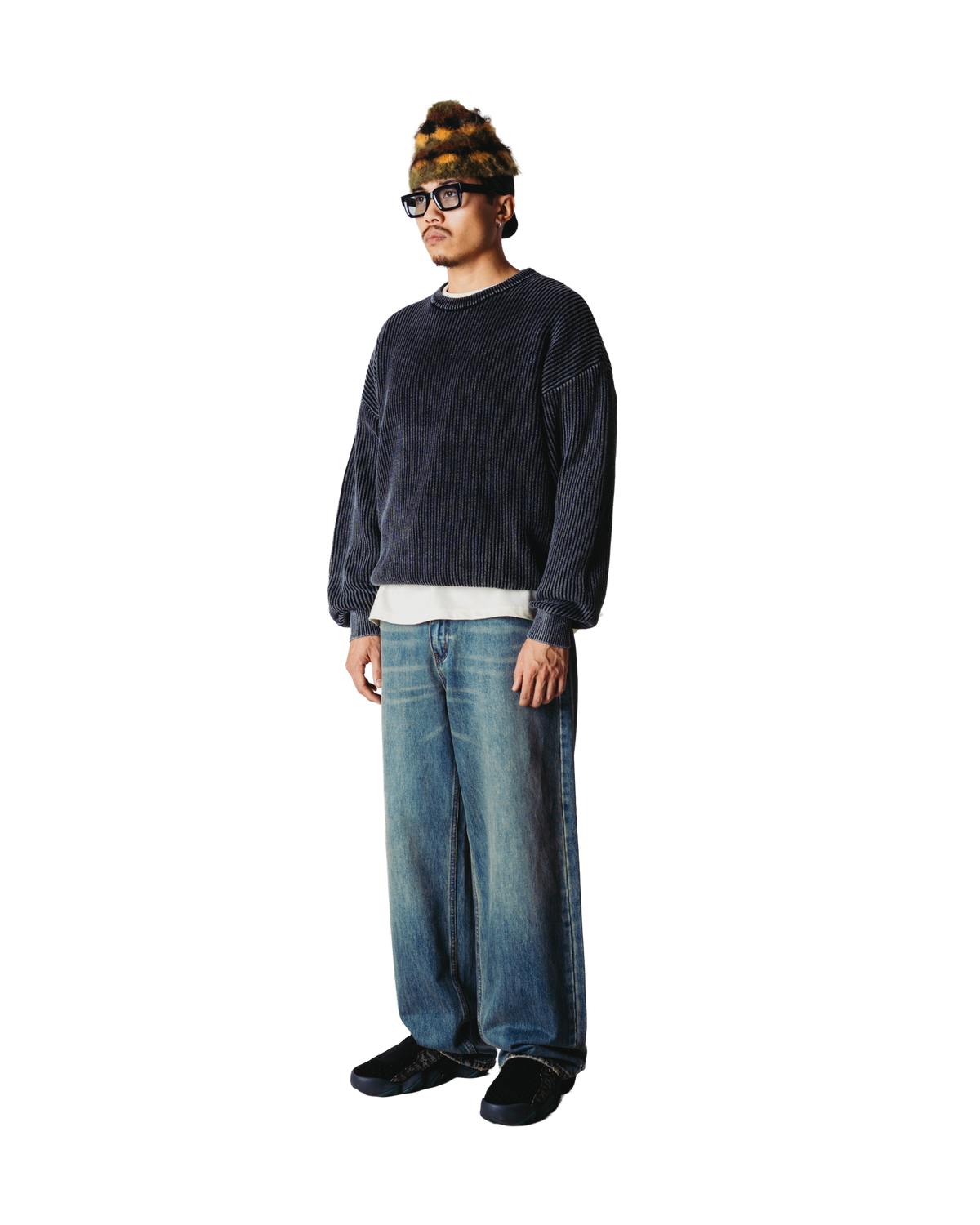 Woodbird WBSake Washed Crew Knits Washed Black