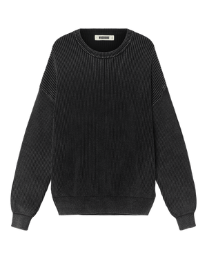 Woodbird WBSake Washed Crew Knits Washed Black