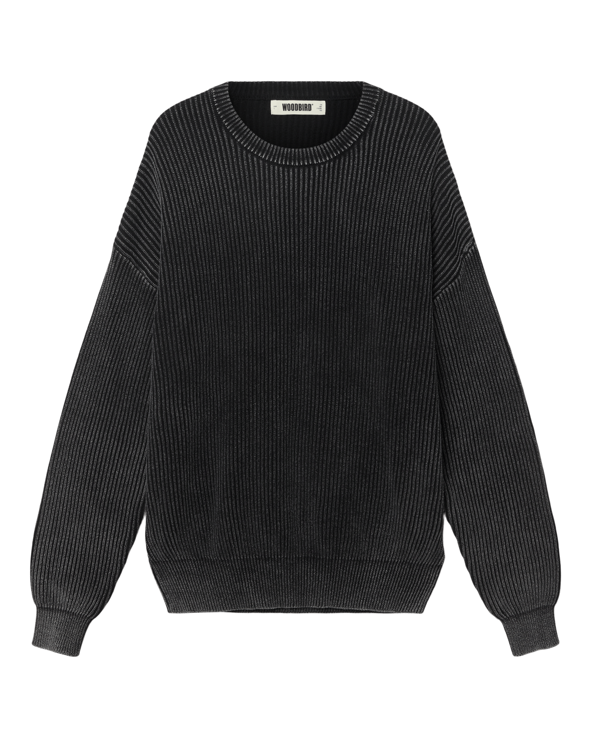 Woodbird WBSake Washed Crew Knits Washed Black