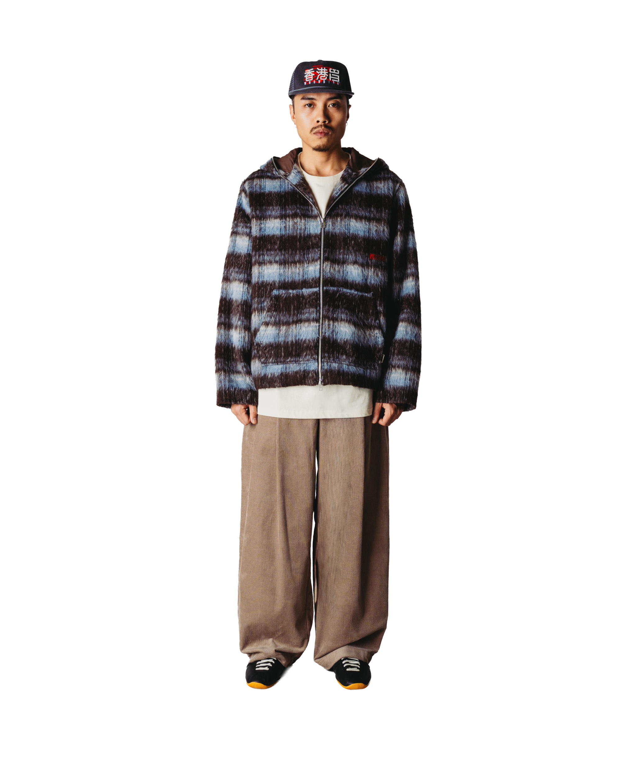Woodbird WBSheng Zip Hoodie Jacket Jackets Dark Brown-Light Blue