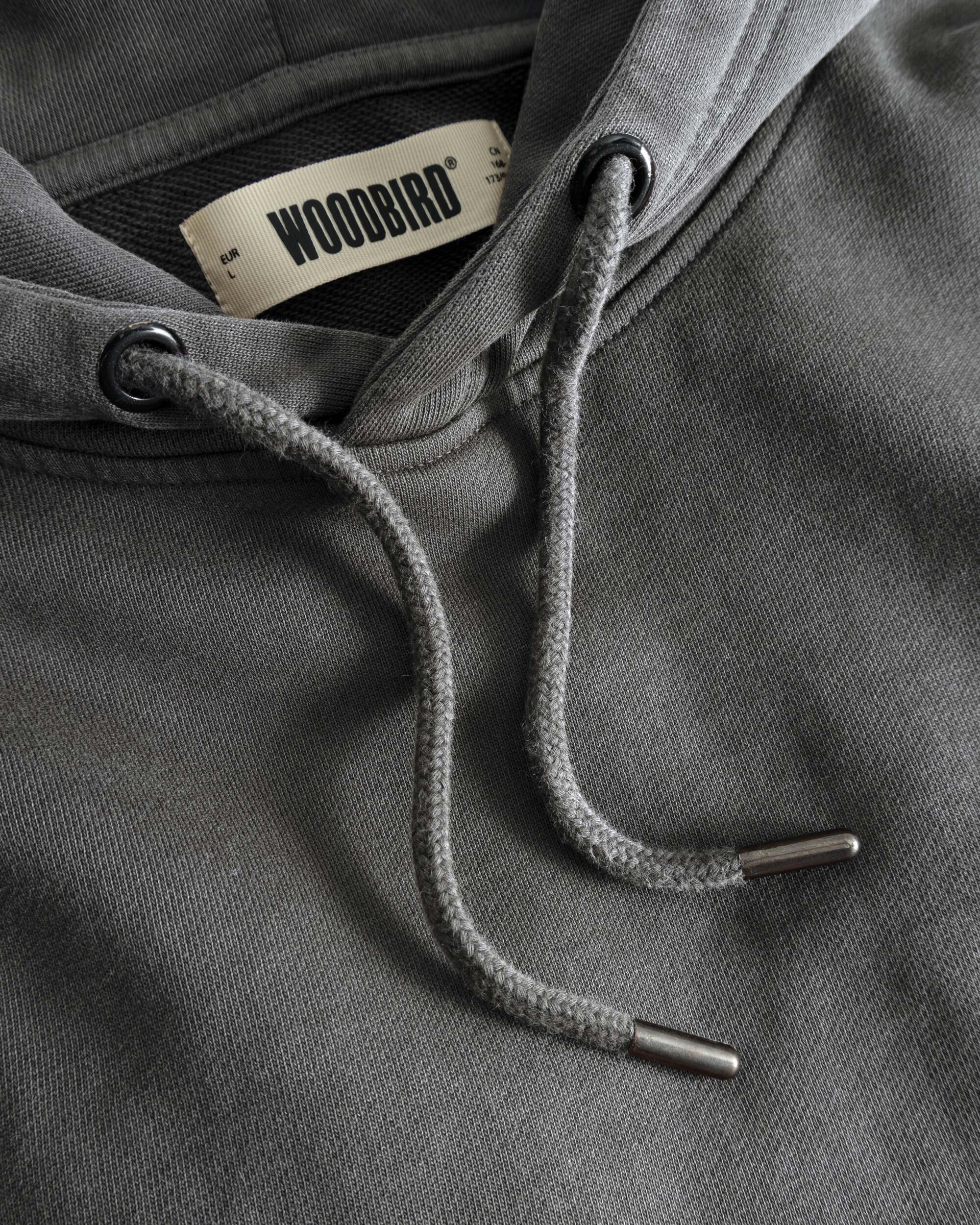 Woodbird WBSho Washed Hoodie Sweats Antra Grey