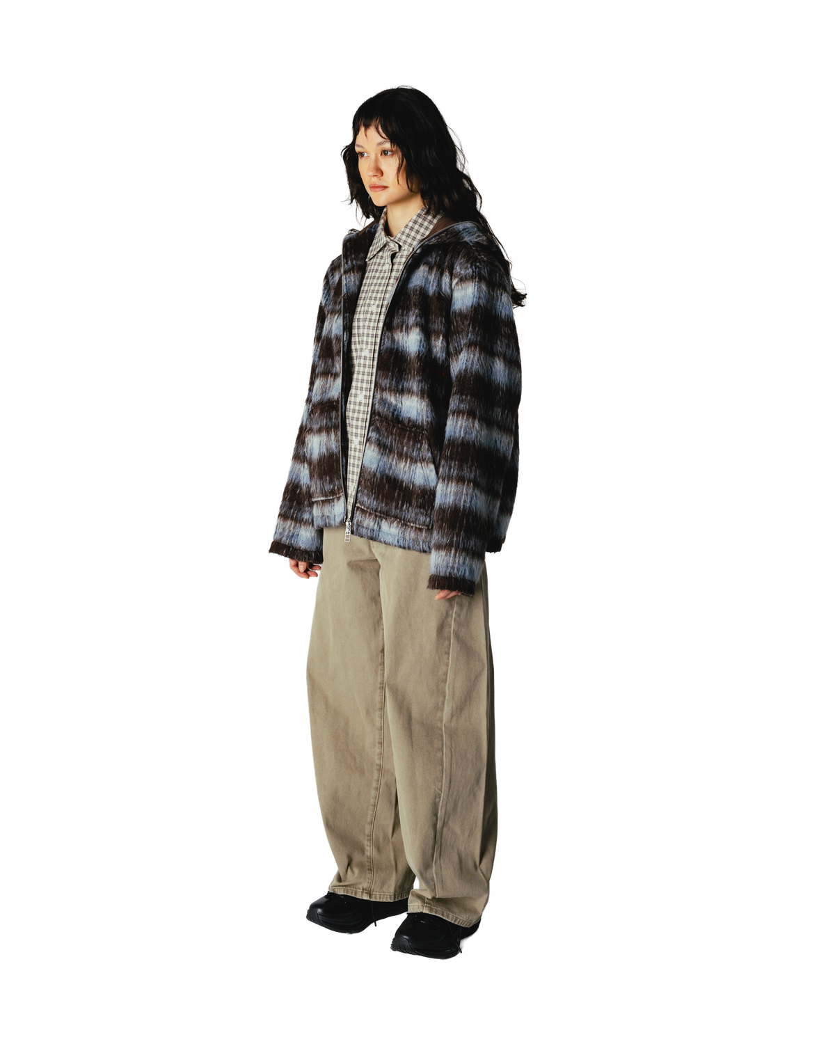 Woodbird Female WBShungy Zip Hoodie Jacket Outerwear Dark Brown-Light Blue
